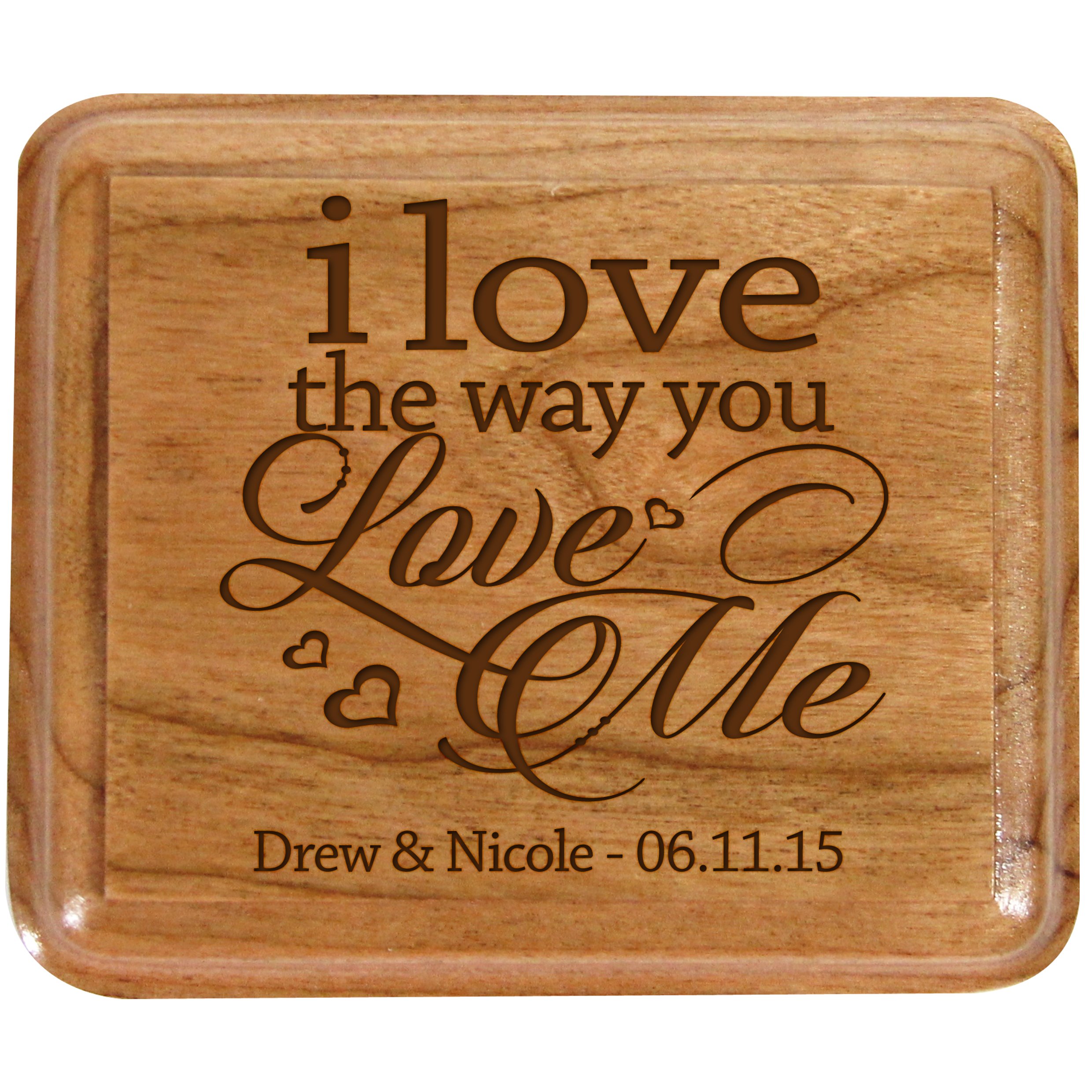 Personalized Cherry Wood Wedding Ring Box - Custom Engagement Holder for Ceremonies