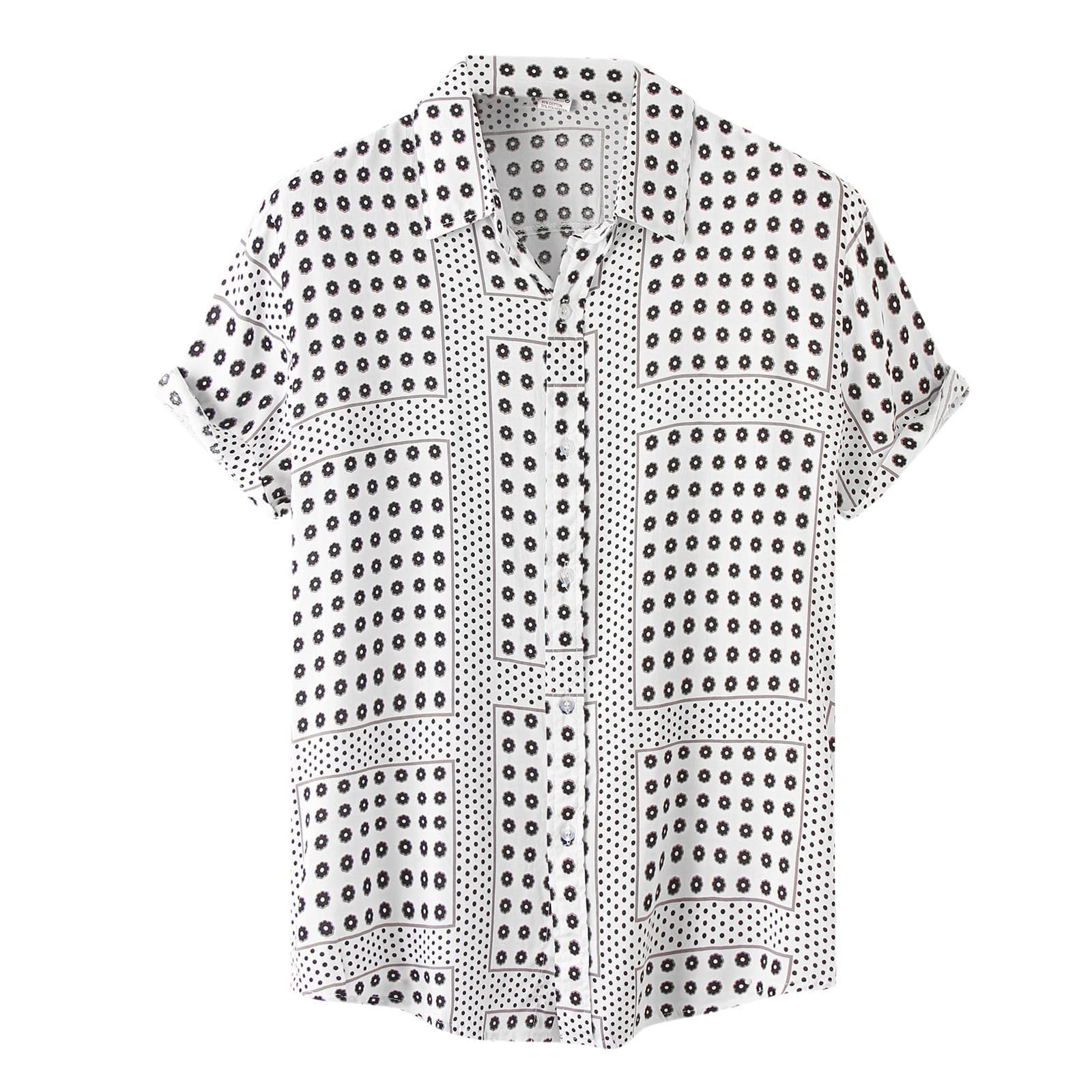Men's Striped Summer Tunic - Thin V-Neck Button Up Hawaiian Shirt | Office & Casual Fitted Comfortable Short Sleeve Top | Perfect for Beach Vacations, Business Casual & Summer Outings