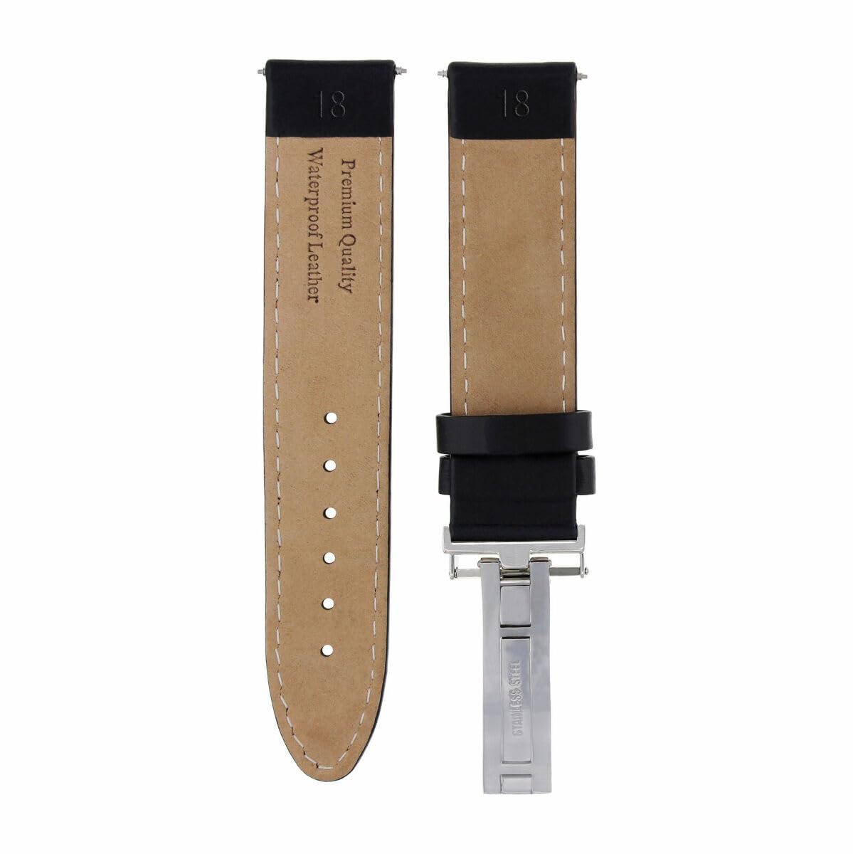 18mm/20mm Genuine Leather Watch Band with Deployment Clasp - Waterproof Replacement Strap Compatible with Rolex - Perfect for Business, Casual & Formal Occasions