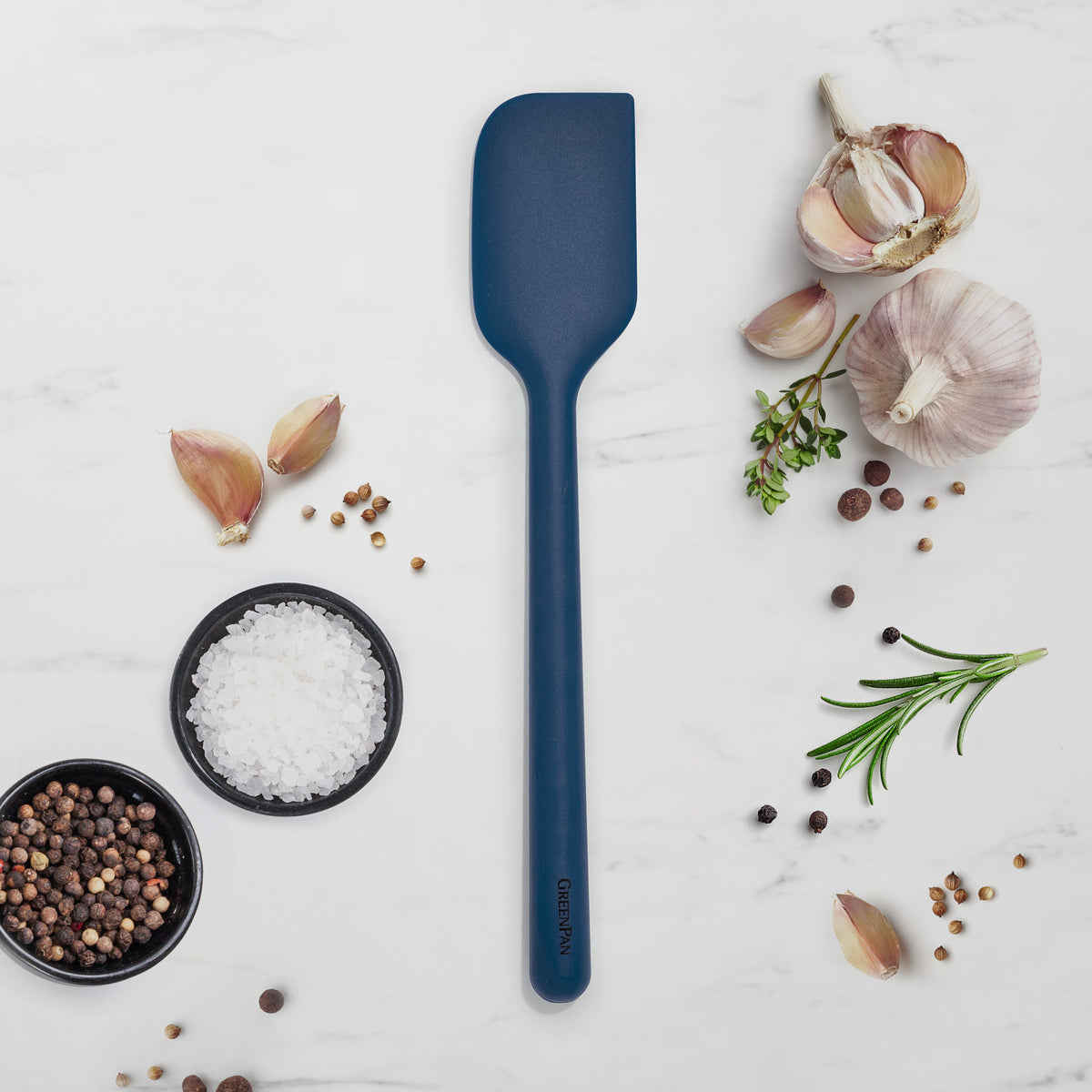 Premium Platinum Silicone Spatula - Heat Resistant & Non-Stick Cooking Utensil for Baking, Mixing & Flipping - Navy Blue Kitchen Tool for Cake Decorating & Pancake Making