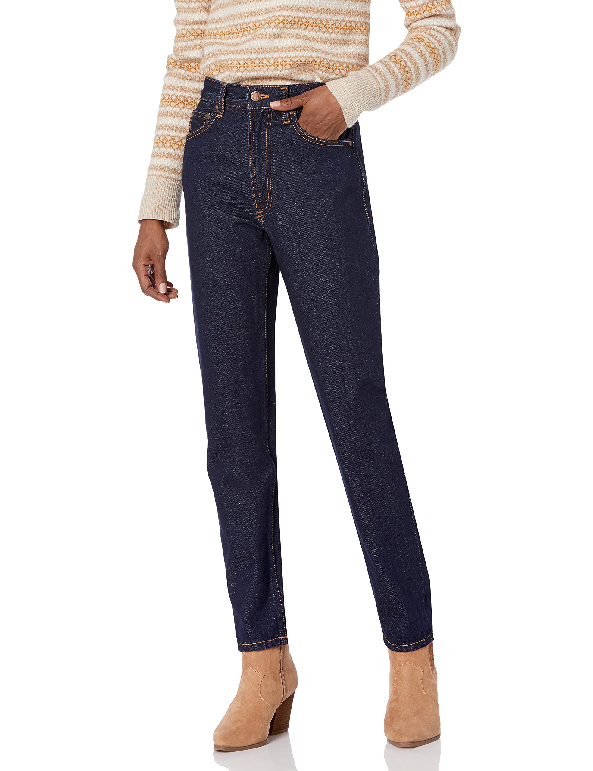 Nudie Jeans Women's Breezy Britt Rinsed Malibu High Waist Slim Fit Jeans - Comfortable Stretch Denim Pants for Casual Wear & Everyday Outfits