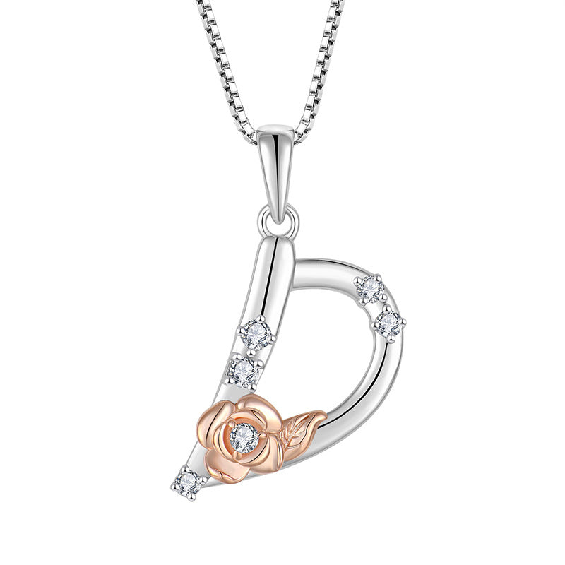 925 Sterling Silver Necklace for Women - Personalized Initial Pendant with Zircon - Elegant Collarbone Chain Jewelry Gift for Her - Perfect for Birthdays, Anniversaries and Special Occasions