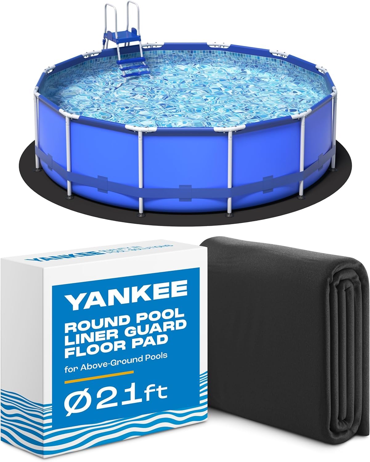 Yankee Pool Liner Pad - 21 Ft Round Puncture Proof Pool Mat for Above Ground Pools | Heavy Duty Liner Protector Against Tears, Grass & Debris | Extends Swimming Pool Liner Life | Perfect for Backyard, Patio & Outdoor Pool Protection