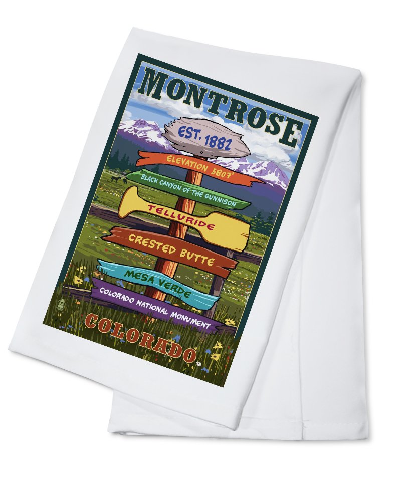 Montrose Colorado Destination Signpost Cotton Tea Towel - Decorative Hand Towel for Kitchen & Home Decor - Perfect for Farmhouse Style, Gifts & Travel Souvenirs