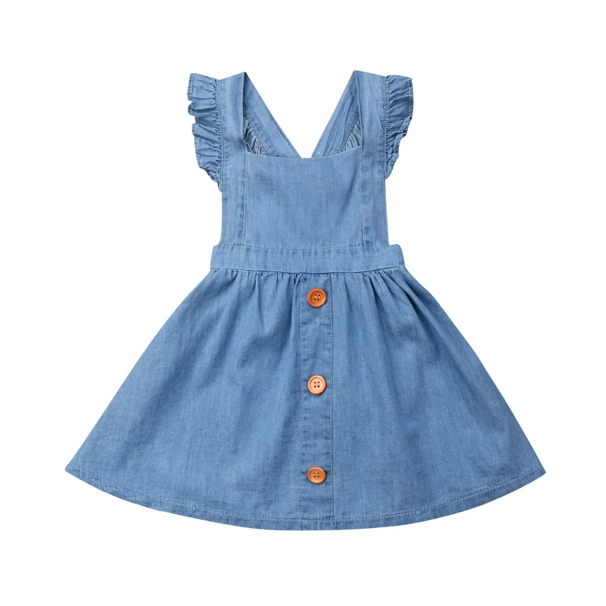 XBTCLXEBCO Toddler Baby Girls Denim Jumper Dress with Suspenders - Casual Overalls for Playdates & Photos