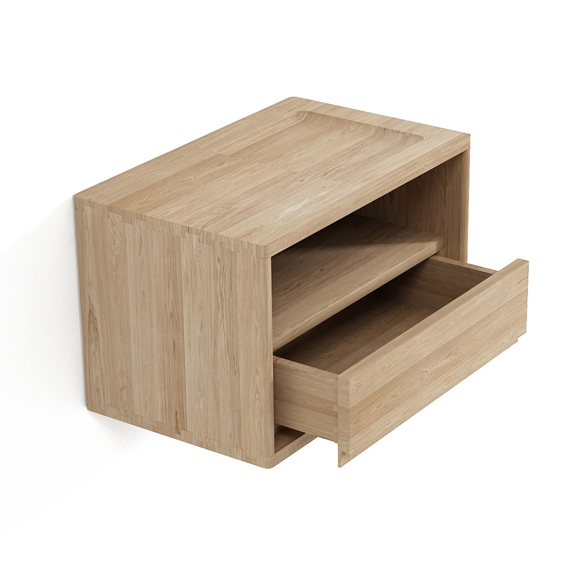 Floating Bedside Table with Left Groove - Modern Nightstand for Small Spaces, Bedroom, Apartment & Dorm Room Organization