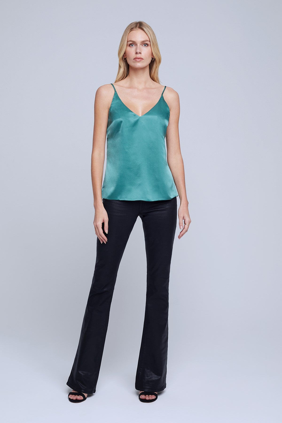 L'Agence Gabriella V Neck Tank Top for Women - Soft Stretch Casual Blouse - Perfect for Work, Date Night & Summer Outfits