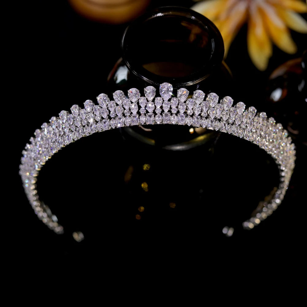 Elegant Crystal Zircon Headband for Girls - Princess Birthday Tiara, Wedding & Party Hair Accessory | Perfect for Birthday Parties, Weddings, Pageants & Special Occasions