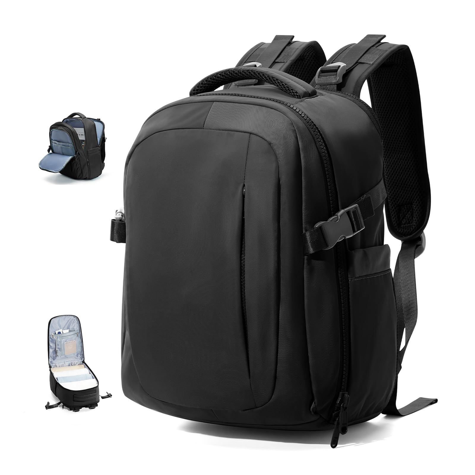 Suradar Lightweight Travel Backpack for Women & Men - TSA Approved Carry On Flight Backpack, Laptop Daypack for Work, Business, College, Hiking & Casual Use - Perfect Personal Item Bag for Airports, Commuting & Outdoor Adventures (Black)