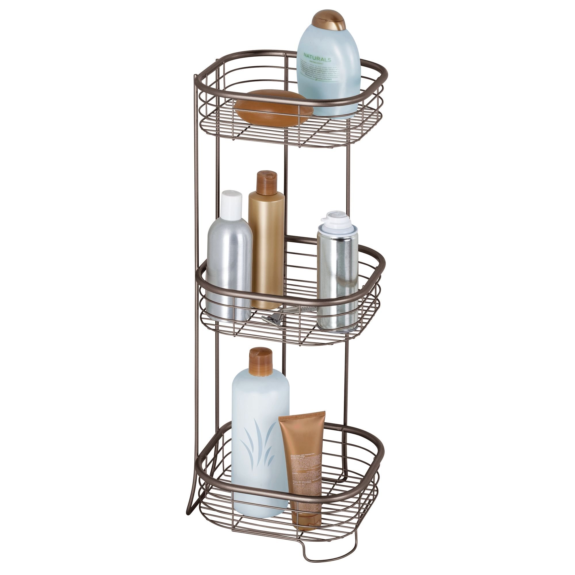 iDesign Forma Bronze Metal Wire Corner Shower Caddy & Soap Holder - 9.5