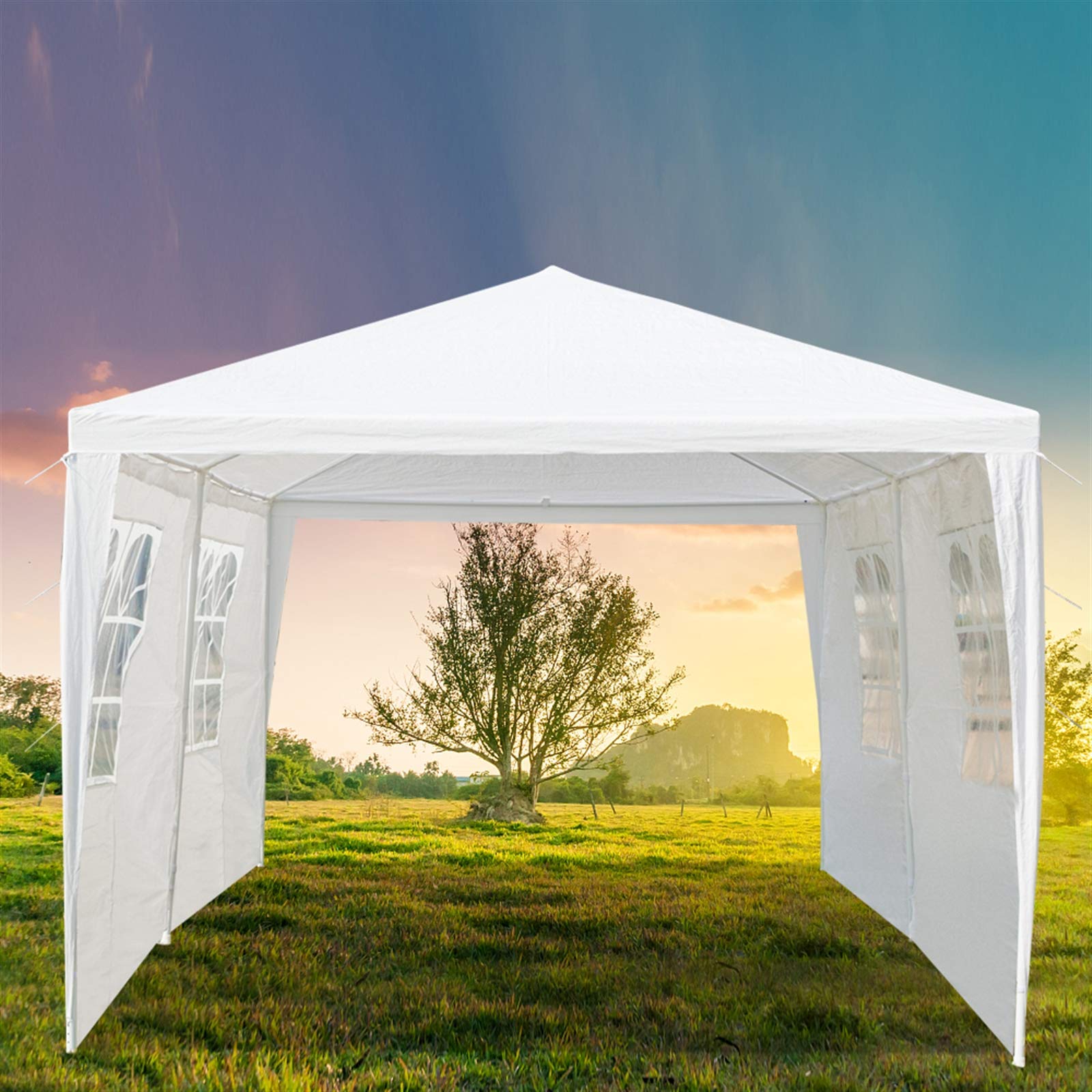 10'x20' Waterproof Outdoor Gazebo Canopy Tent with Removable Side Walls & Spiral Tubes - Perfect for Weddings, Parties, Camping, Market Stalls & Commercial Events
