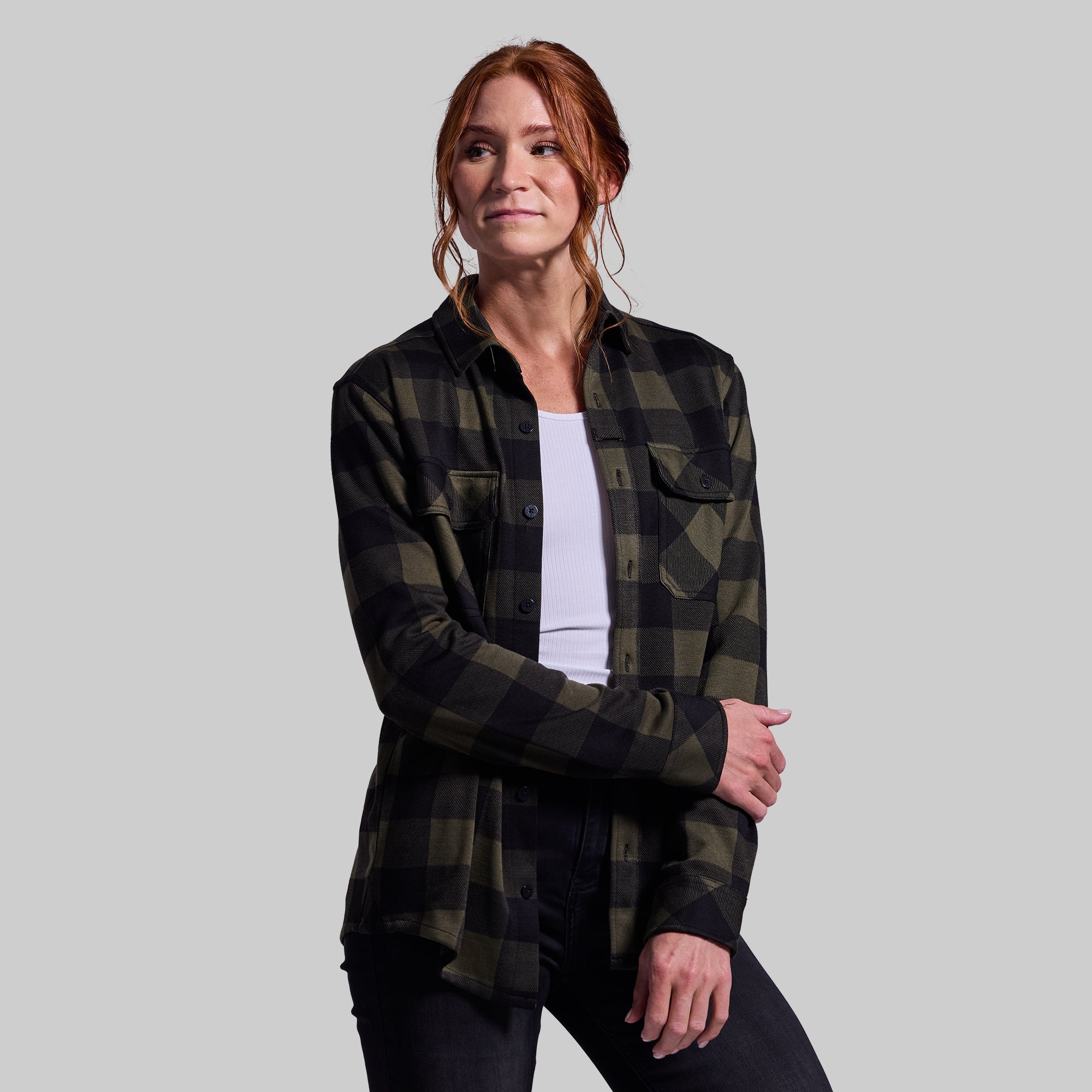 Woodsman Stretch Flannel Shirt for Men - Soft & Comfortable Plaid Button-Up (Forest Green) - Perfect for Camping, Hiking & Outdoor Adventures