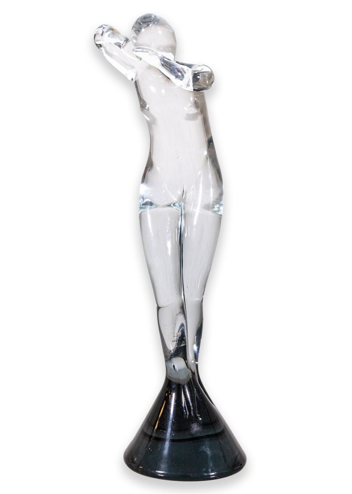 Elio Raffaeli for Salviati Murano Glass Clear Figurative Woman Sculpture - Elegant Art Deco Home Decor for Living Room & Office Display
