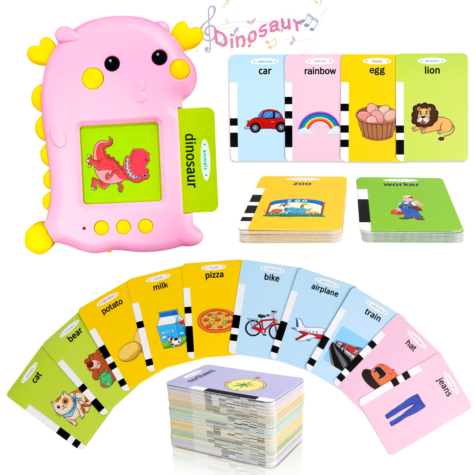 ONG NAMO Smart Talking Flash Cards for Toddlers - 252 Sight Words Educational Learning Toys | Speech Therapy & Autism Learning Tools | Perfect Gift for Boys & Girls (Pink) - Ideal for Preschool Learning, Homeschooling & Early Childhood Development
