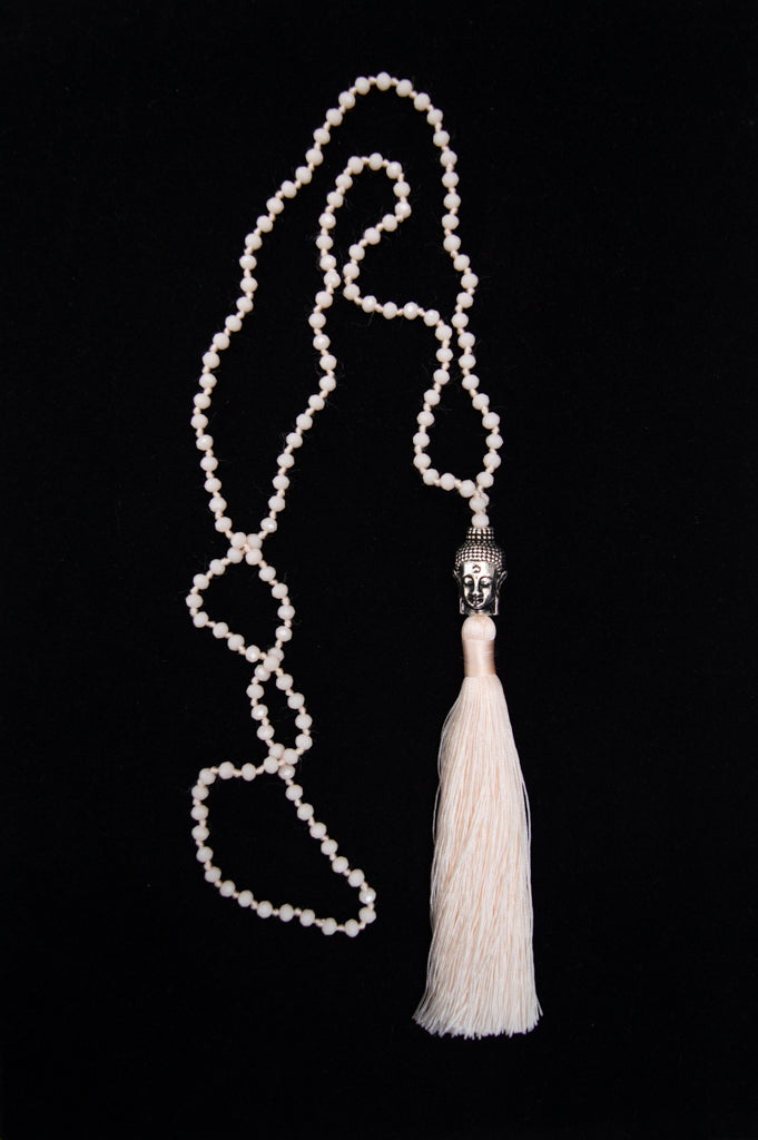 Buddha Necklace for Women - Beige Meditation Pendant with Adjustable Chain - Perfect for Yoga, Spiritual Healing & Mindful Living