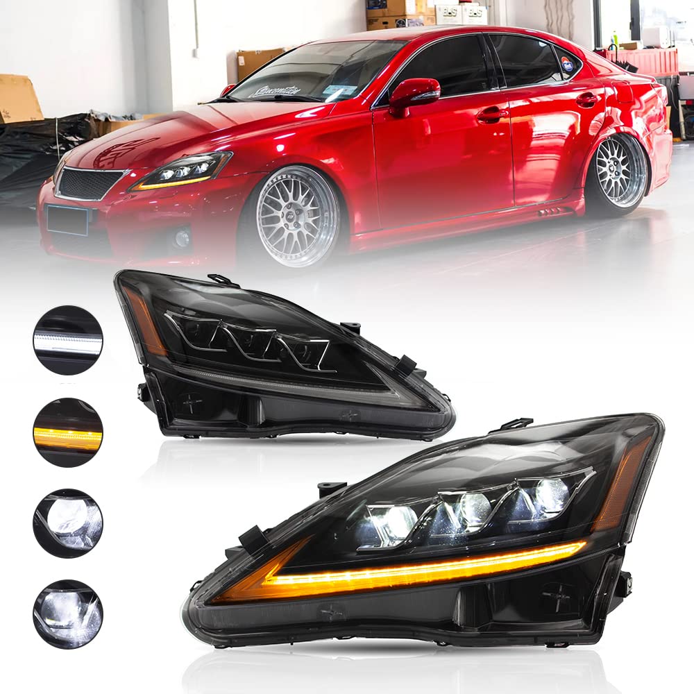 Lexus IS250 IS350 Headlight Assembly 2006-2012 with LED Turn Signals for Night Driving