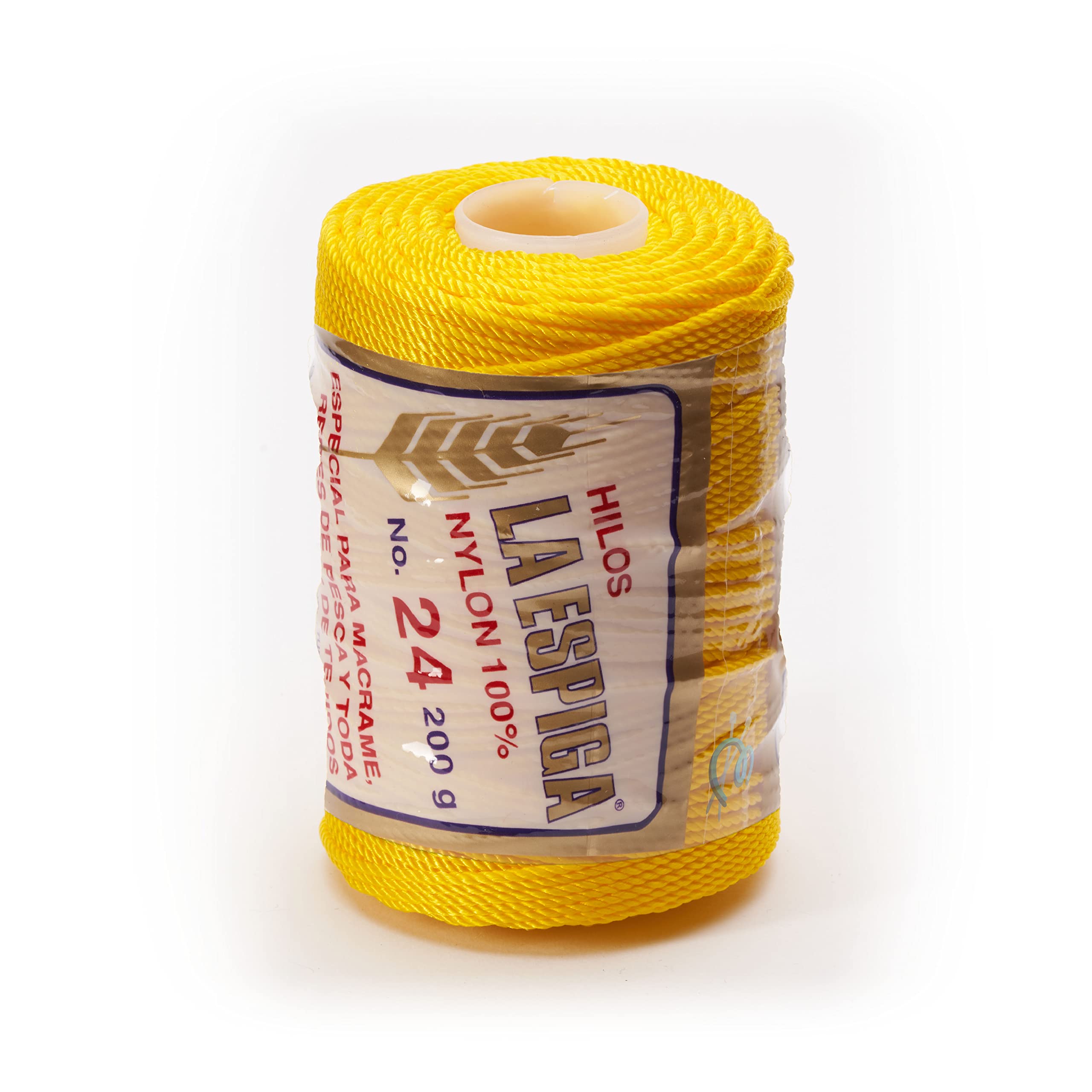 100% Nylon Omega String Cord for Knitting and Crochet - Espiga No.24 Craft Yarn in Canary Yellow (04) - Perfect for DIY Projects, Jewelry Making, and Macrame Decor