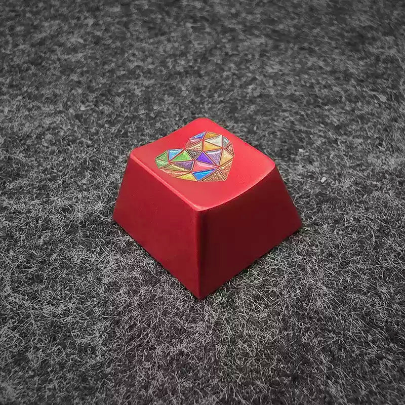 Vibrant Heart-Shaped Anodized Aluminum Alloy Keycaps - OEM R4 Height for Mechanical Keyboards - Perfect for ESC Key Customization & Gaming Setup Accessories