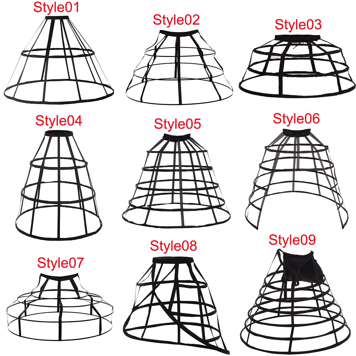 GRACEART Women's Hoops Skirt Petticoat Pannier Cage Crinoline Underskirt for Wedding Dresses & Victorian Costumes – Perfect for Bridal Parties, Renaissance Fairs, Cosplay, Historical Reenactments & Theatrical Performances | Ball Gown Accessory for Brides, LARP & Period Events