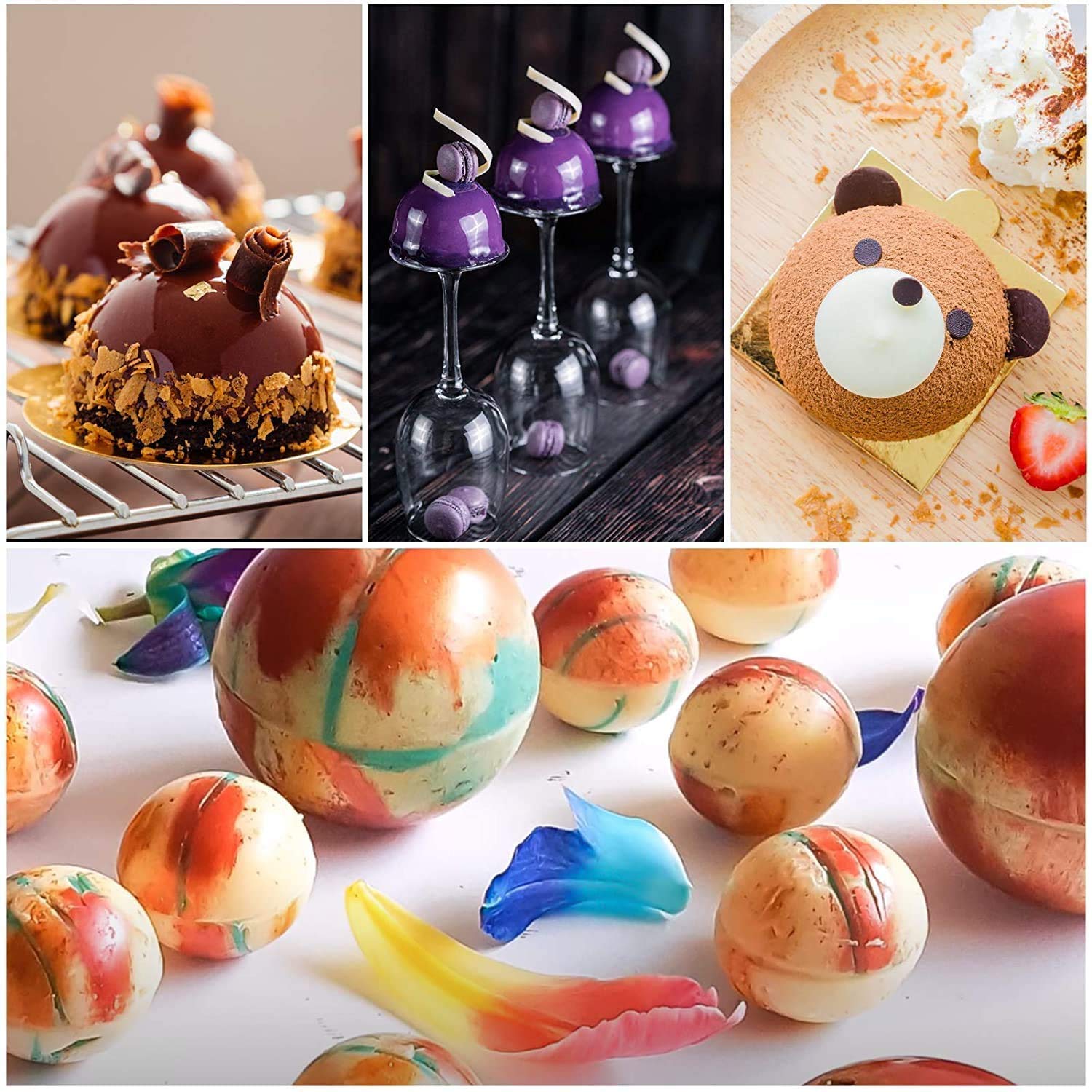 3-Pack Semi Sphere Silicone Chocolate Molds - 6-Cavity Baking Molds for Hot Chocolate Bombs, Cake, Jelly, Mousse, Soap & Ice Cubes - Perfect for Holiday Baking, DIY Desserts & Party Treats