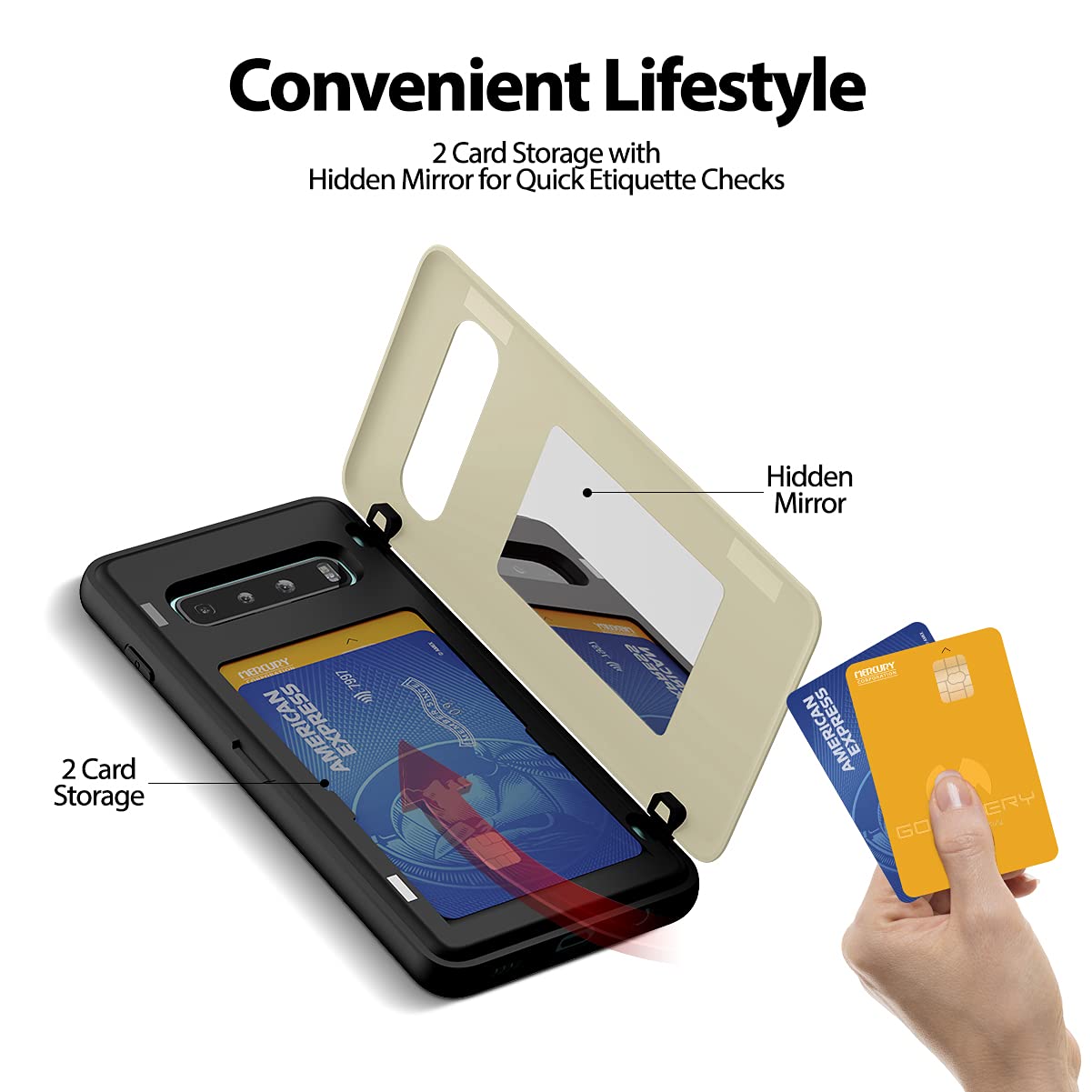 GOOSPERY Galaxy S10 Wallet Case with Card Holder & Kickstand - Slim Protective Dual Layer Bumper Phone Cover (White) - Perfect for Travel, Work & Everyday Use