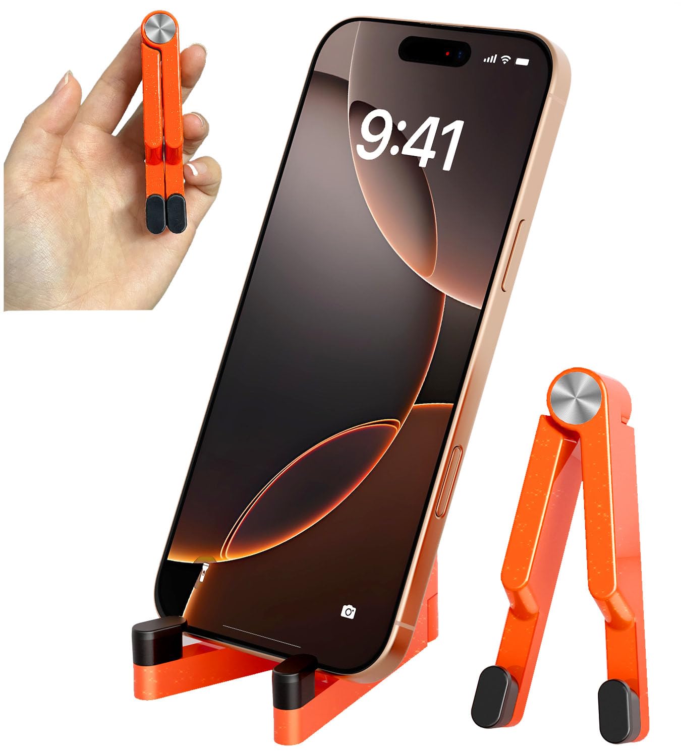 Foldable Aluminum Phone Stand for Desk & Travel - Portable iPhone Holder Compatible with iPhone 16 Pro Max/15/14/13 & Galaxy S24/S23 - Perfect for Office, Home & On-the-Go Use