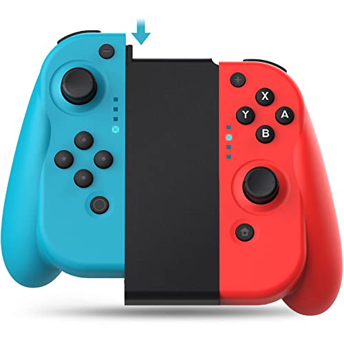 PISOBIN Wireless Joypad for Switch/Lite/OLED - Dual Vibration & Motion Control (Blue & Red) - Gaming & Travel Use