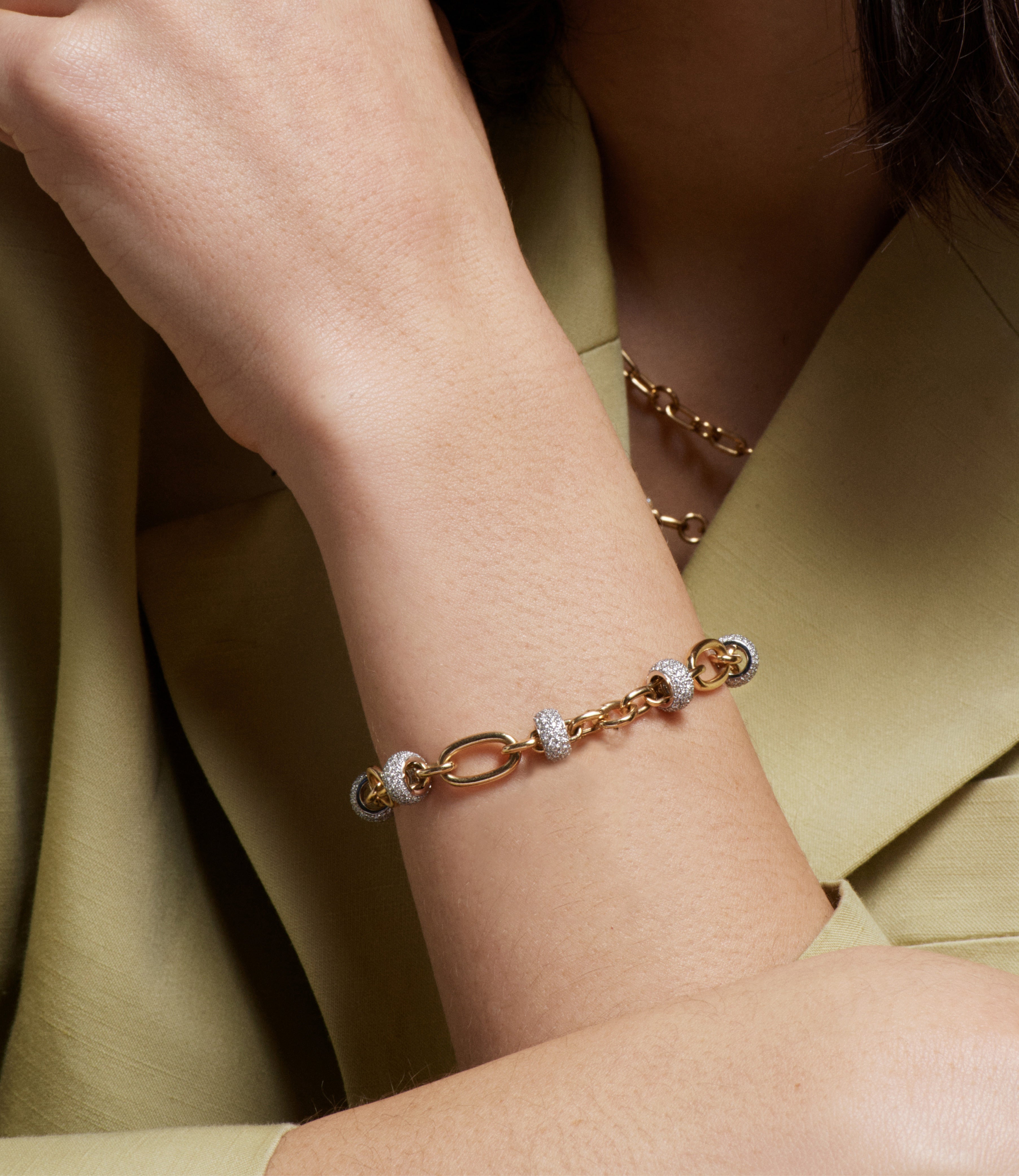 Orbit Bracelet in 14K Yellow Gold with Pave Diamonds - Elegant Stackable Jewelry for Women, Perfect for Weddings, Anniversaries & Everyday Wear