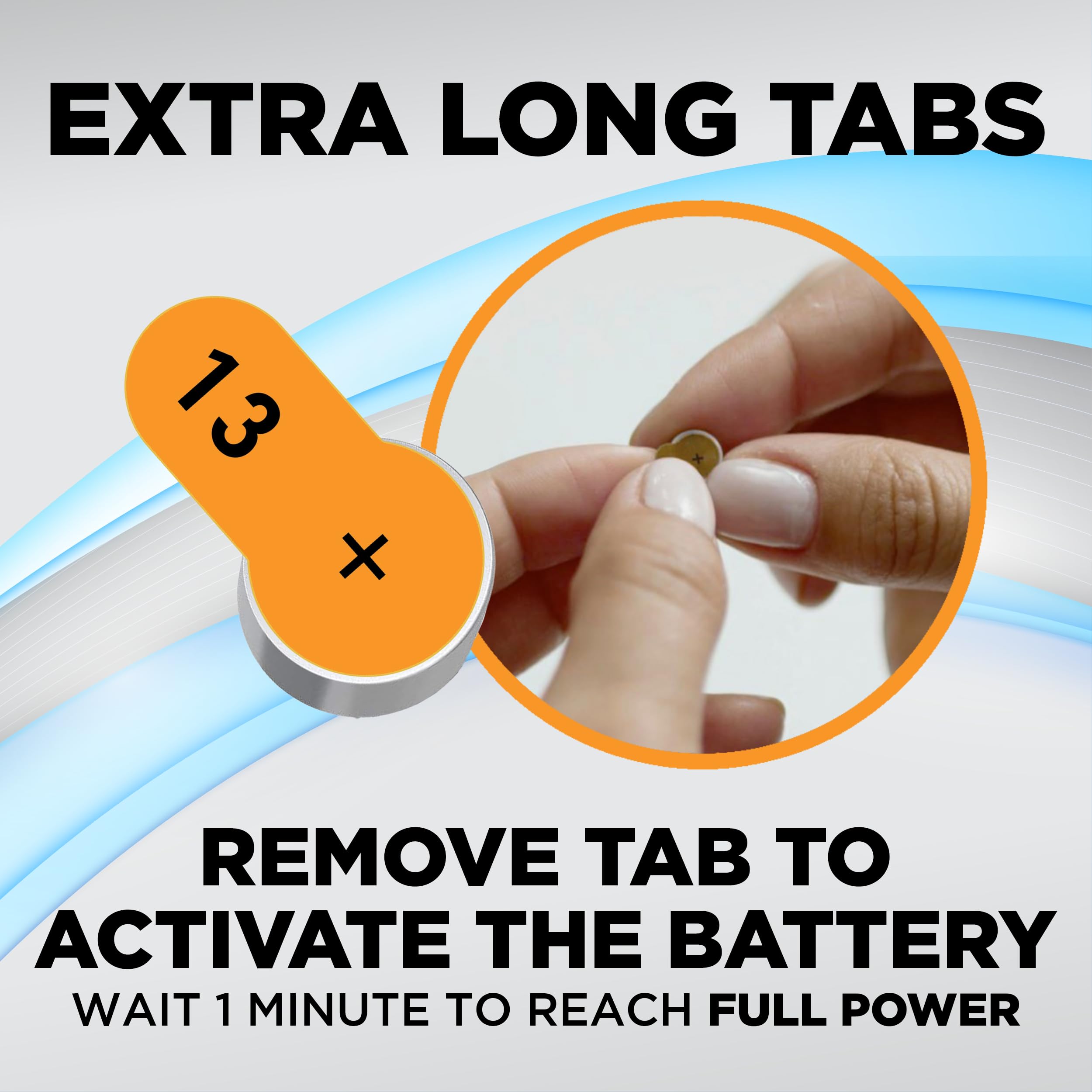Powermax Size 13 Hearing Aid Batteries 120-Pack | Long-Lasting Zinc-Air Power | Orange Easy-Grip Tabs for Seniors & Adults | Perfect for Travel, Work & Daily Use