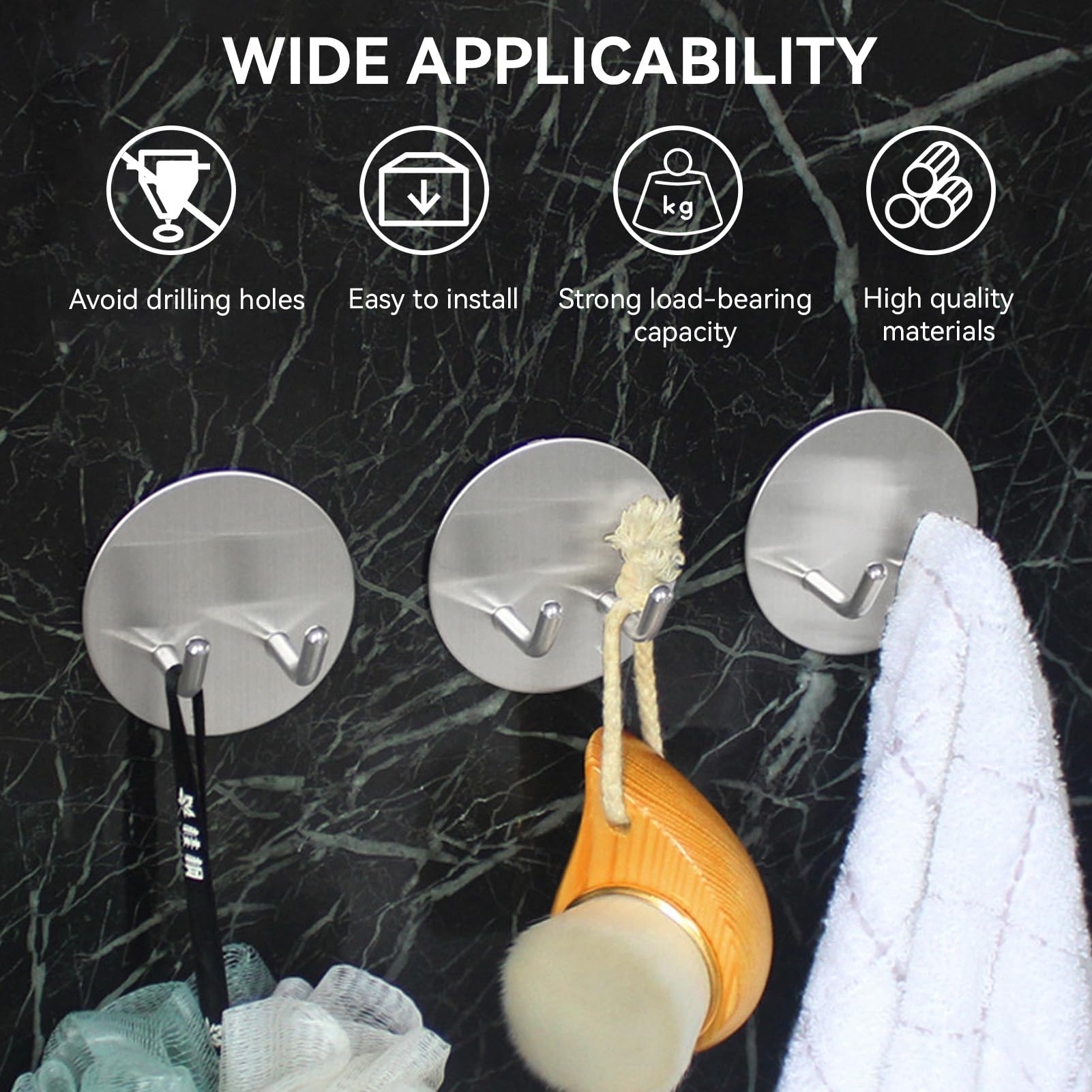 2Pcs Stainless Steel Coffee Filter & Shower Hook - Wall Mounted for Kitchen & Bathroom