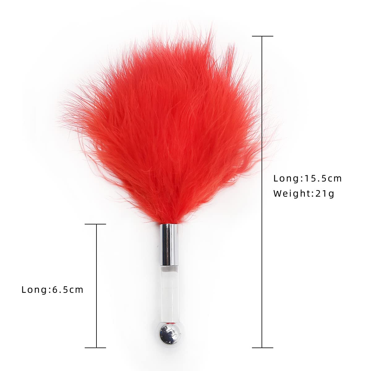 Multi-Function Tender Feather Tickler - BDSM Fetish Toy for Role-Play & Cosplay, Stainless Steel Anal Plug with Acrylic Handle (Red/Transparent) - Perfect for Sensual Play & Couples Intimacy
