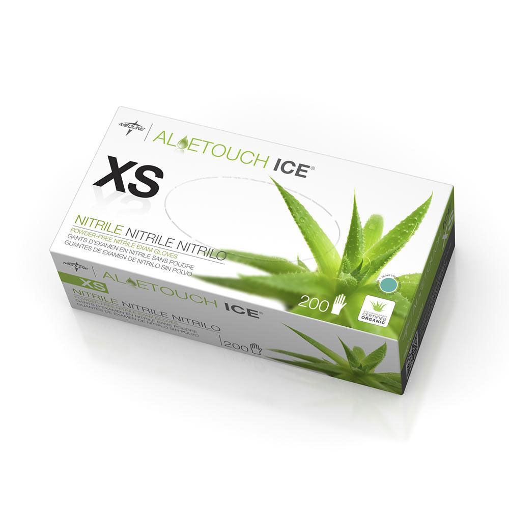 Aloetouch Ice Green Nitrile Gloves - 200 Count Box, Powder-Free, Disposable, Latex-Free, Textured Grip - Perfect for Medical, Food Service, Cleaning & Tattoo Parlors