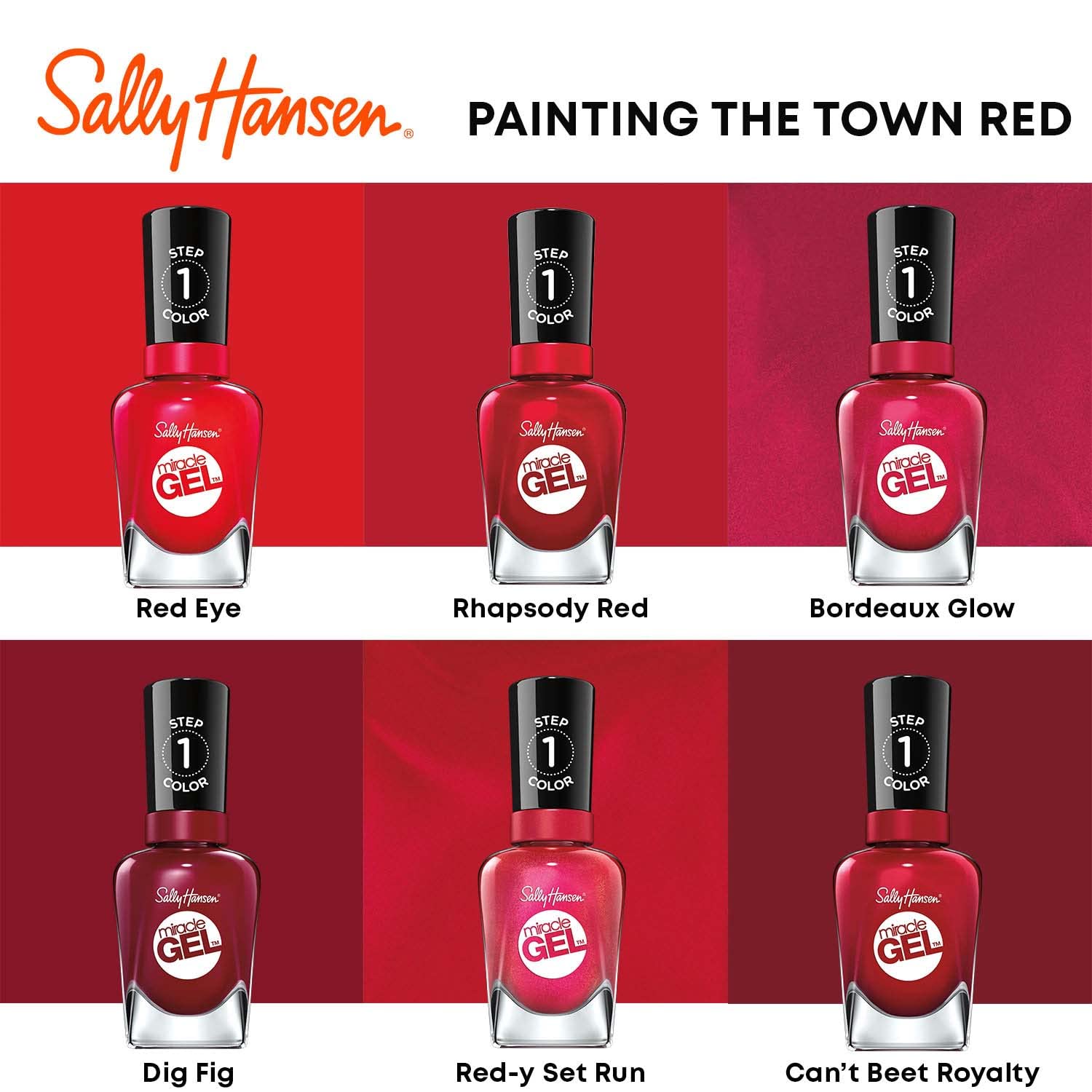 Sally Hansen Miracle Gel™ Bordeaux Glow Red Nail Polish - Long Lasting Gel-Like Formula, No UV Lamp Needed - Perfect for Manicures, Pedicures & Special Occasions