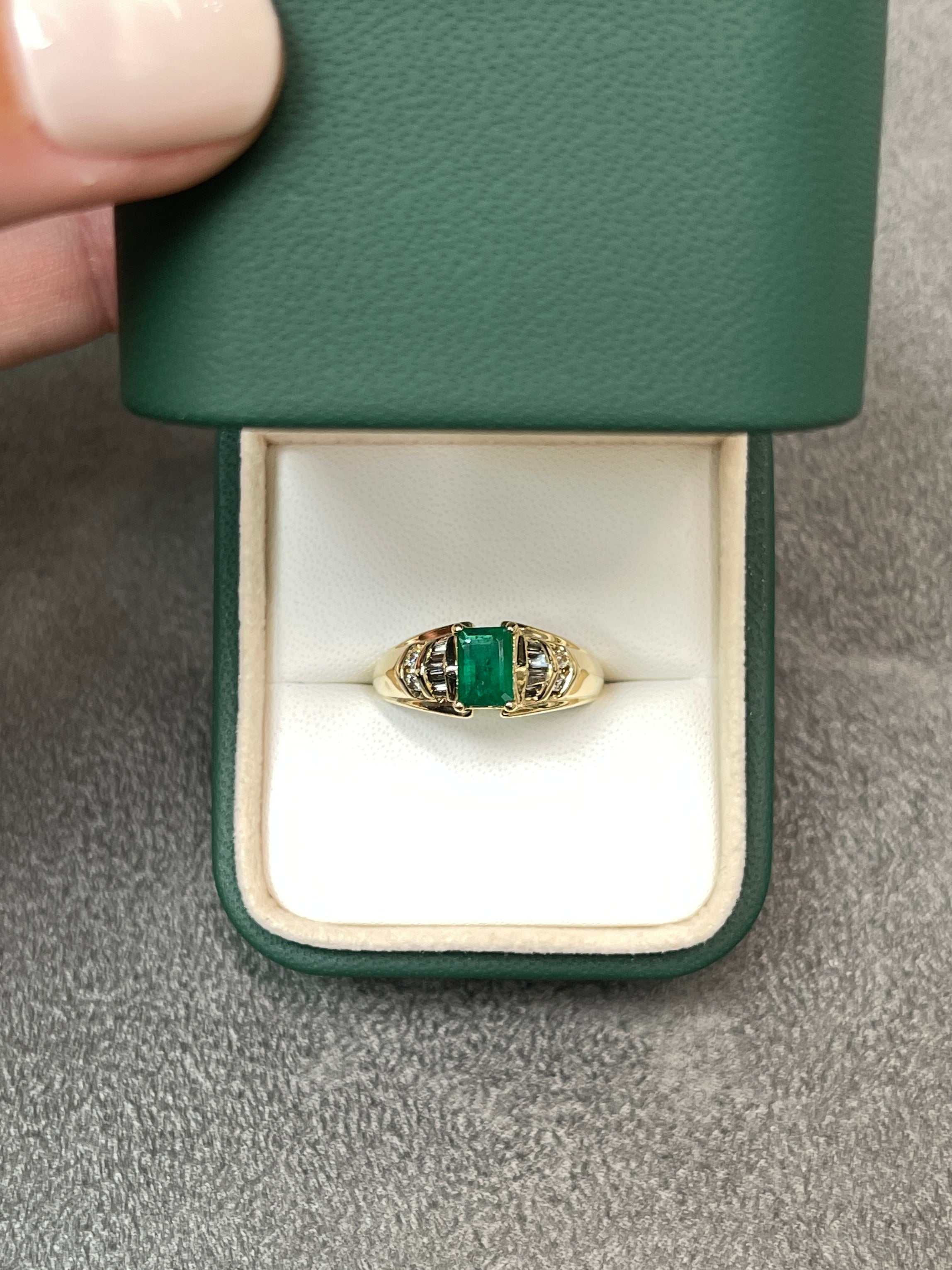 1.16tcw Emerald Cut & Channel Set Baguette Diamond 18K Gold Cluster Ring for Women | Elegant Wedding, Engagement & Anniversary Jewelry Gift