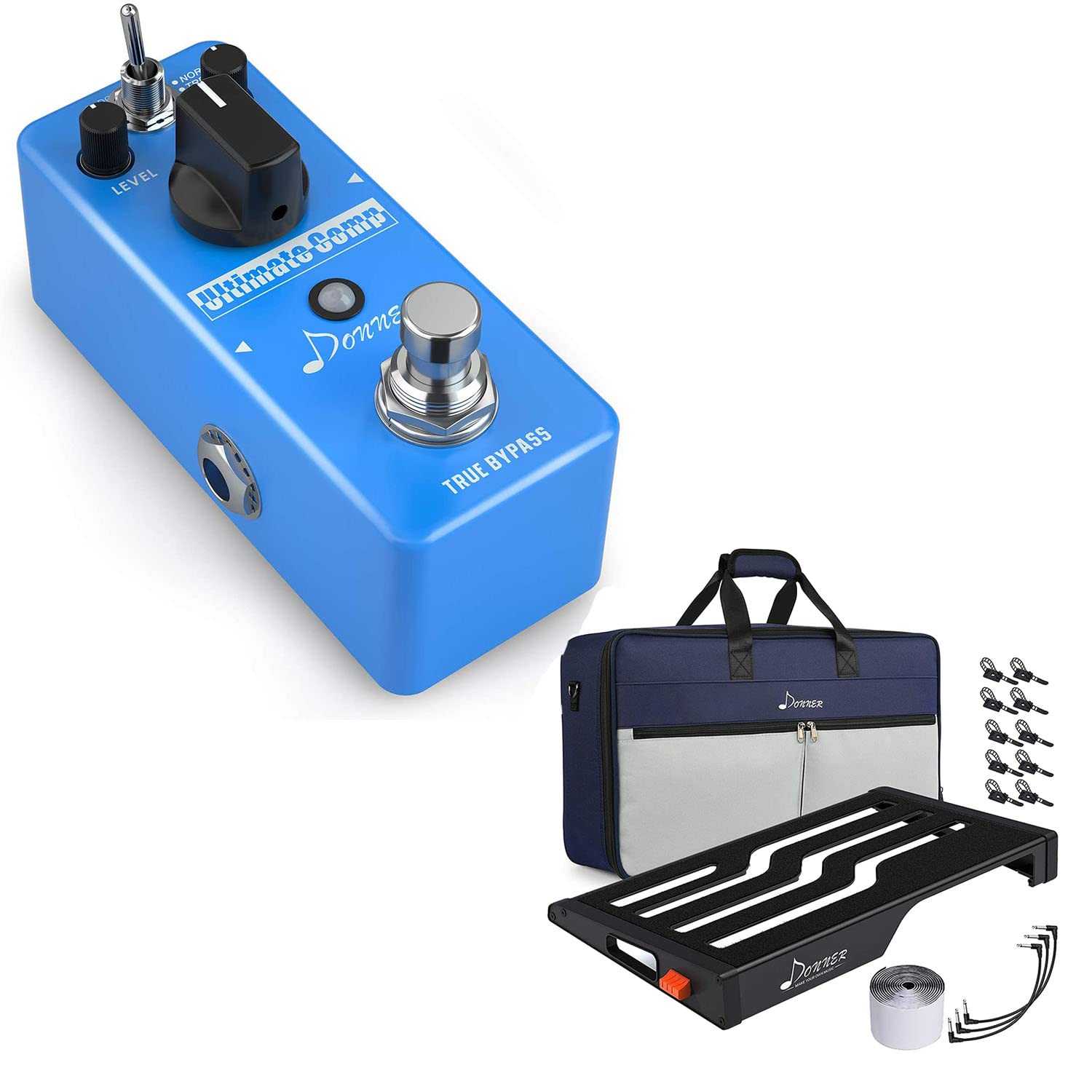 Donner DB-S300 Compressor Pedal & Guitar Effects Pedal Board with Extra Large Power Supply - Professional Pedalboard Set for Guitarists, Musicians & Live Performances - Perfect for Studio Recording, Stage Shows & Home Practice