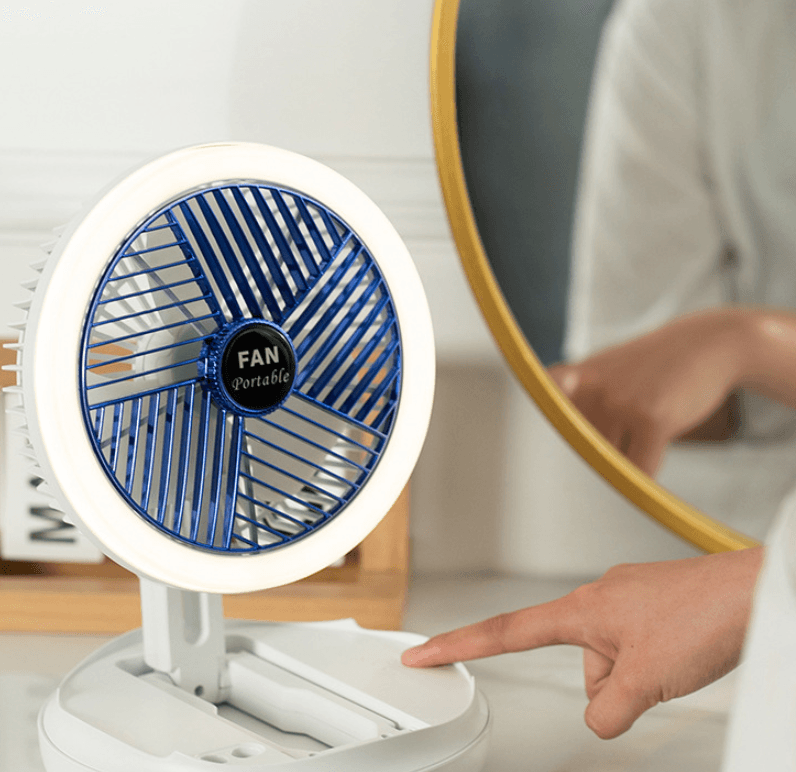 4 in 1 Foldable Portable Fan - USB Rechargeable, 3 Speed Settings, Quiet Personal Cooling Fan for Home, Office, Travel, Camping & Outdoor Activities
