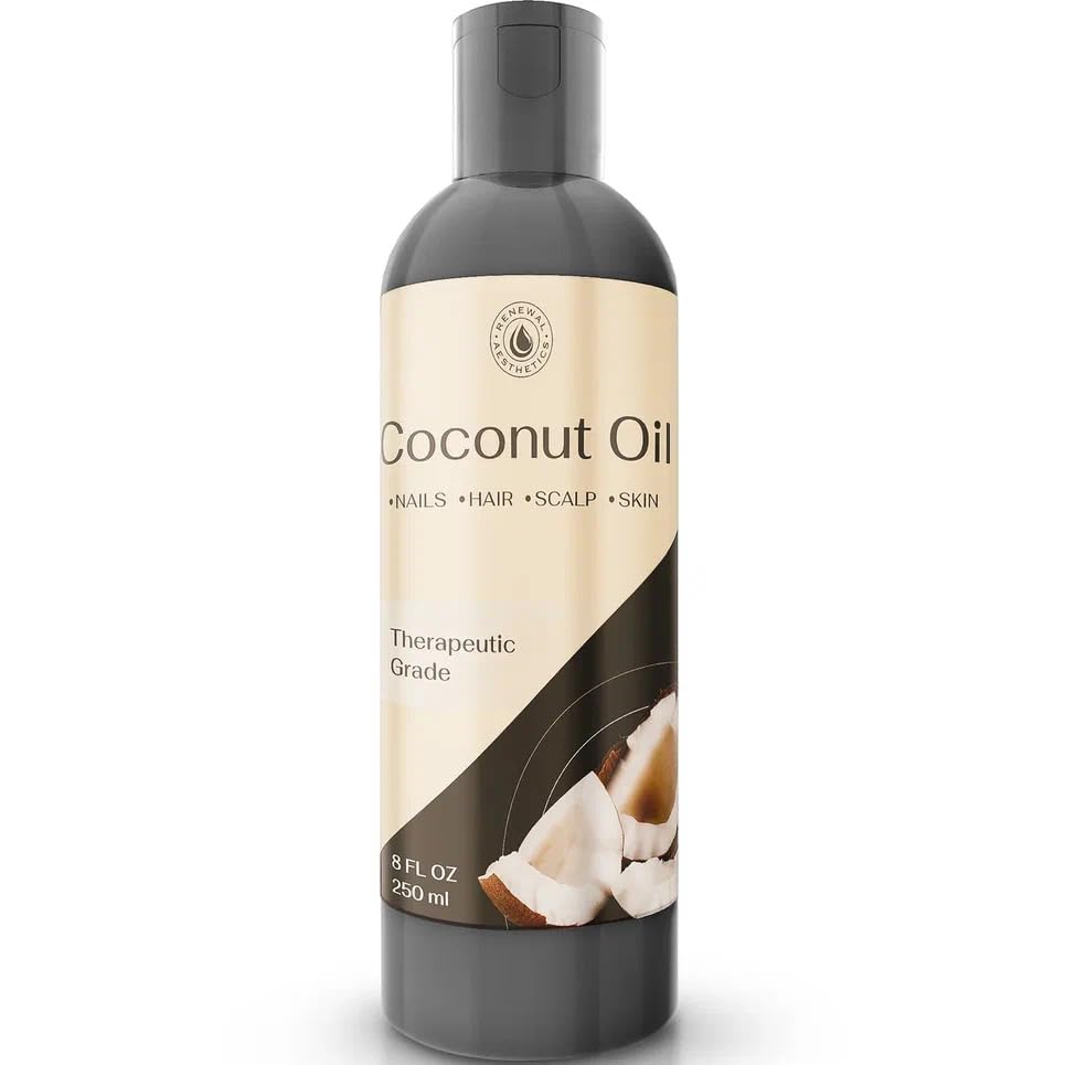 Organic 8 Oz Fractionated Coconut Oil for Hair & Skin - Cold Pressed Carrier Oil for Essential Oils, Massage & Moisturizing - Perfect as Body Oil After Shower, DIY Beauty & Aromatherapy
