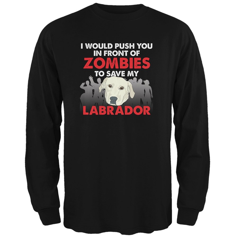 Zombie Labrador Black Adult Long Sleeve T-Shirt - Funny Dog Lover Graphic Tee for Men & Women - Perfect for Halloween, Cosplay & Casual Wear