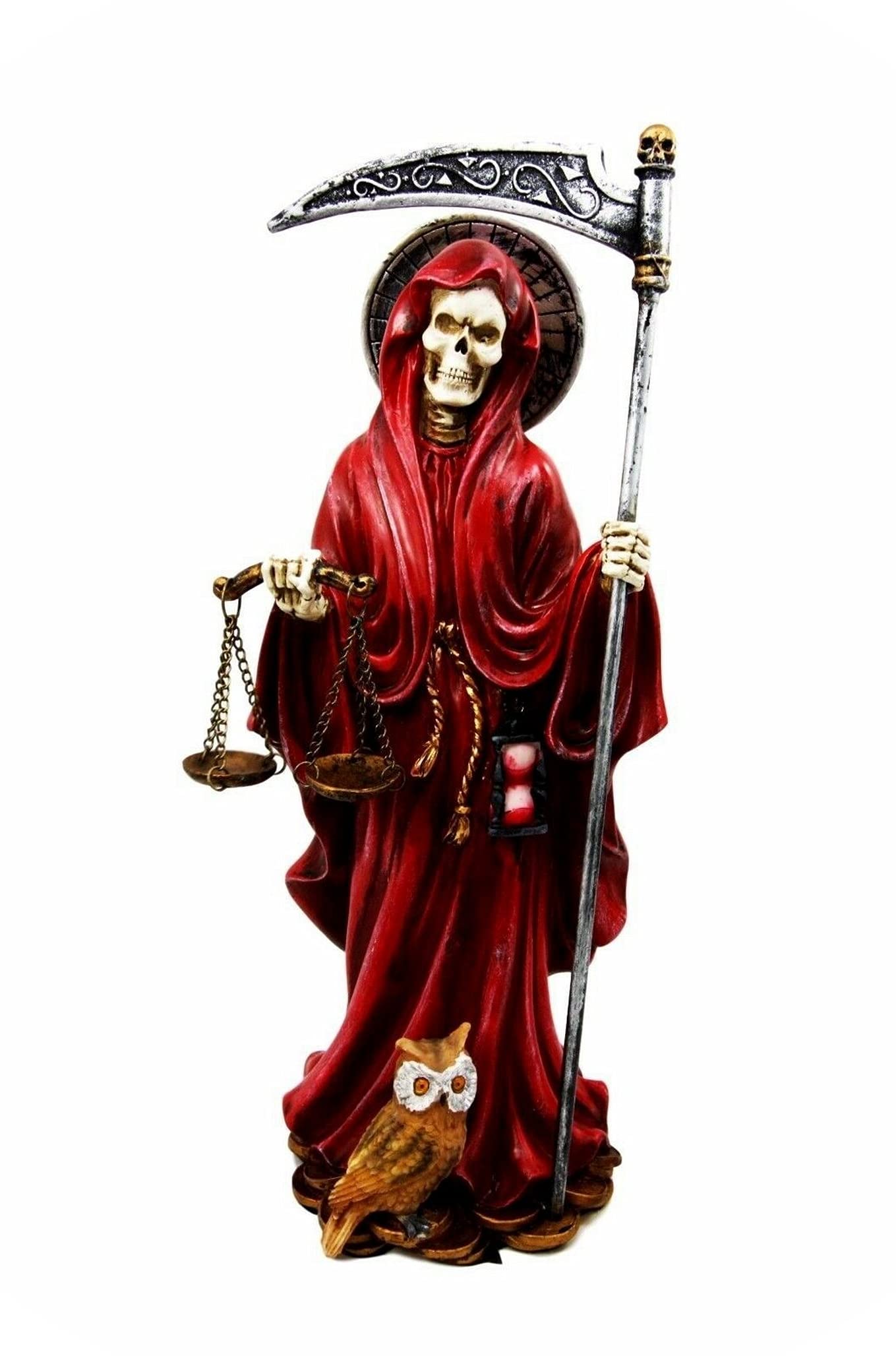 Santa Muerte Figurine - Red Robe Holy Death Statue for Love & Protection | Unique Home Altar Decor | Spiritual Gift for Birthdays, Weddings & Meditation Spaces (EB-5971GIF)