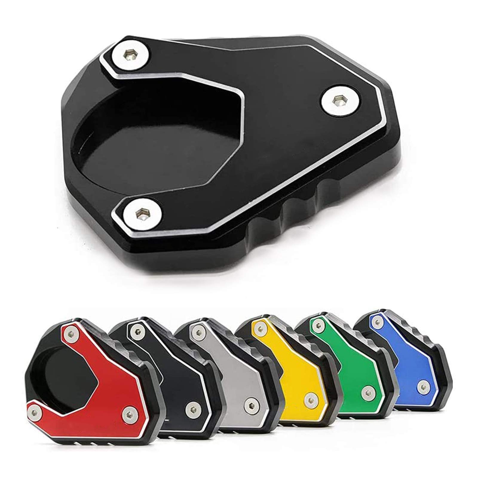 Worldmotop Motorcycle Kickstand Pad - Heavy Duty Side Stand Plate for Kawasaki Ninja 400 (2018-2019 Models) - Prevents Sinking on Soft Surfaces - Perfect for Parking on Grass, Sand or Hot Pavement - Black