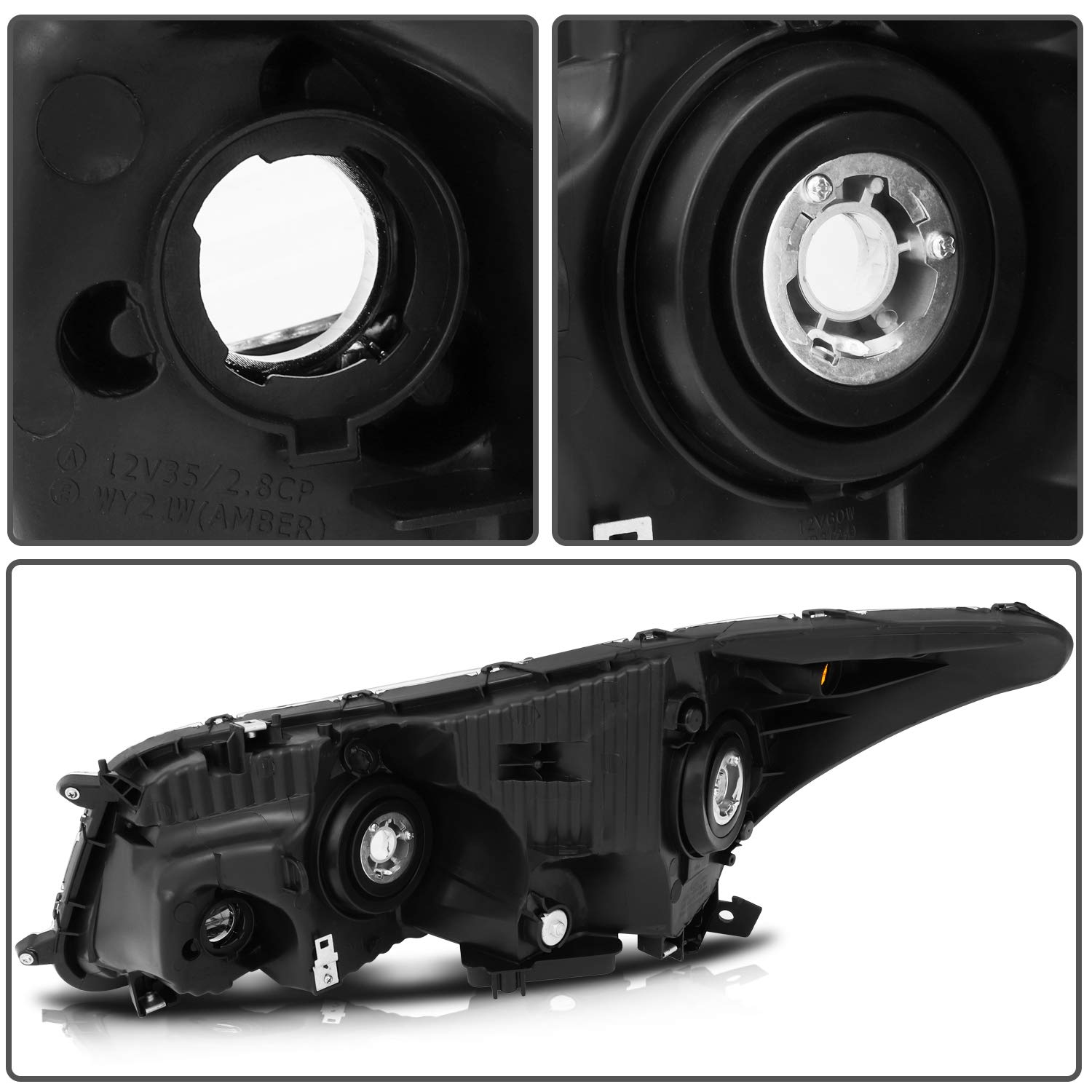 TUPARTS Chrome Housing Amber Reflector Clear Lens Headlight Pair for 2008-2012 Honda Accord - Replacement Headlight Assembly for Improved Night Driving & Enhanced Style