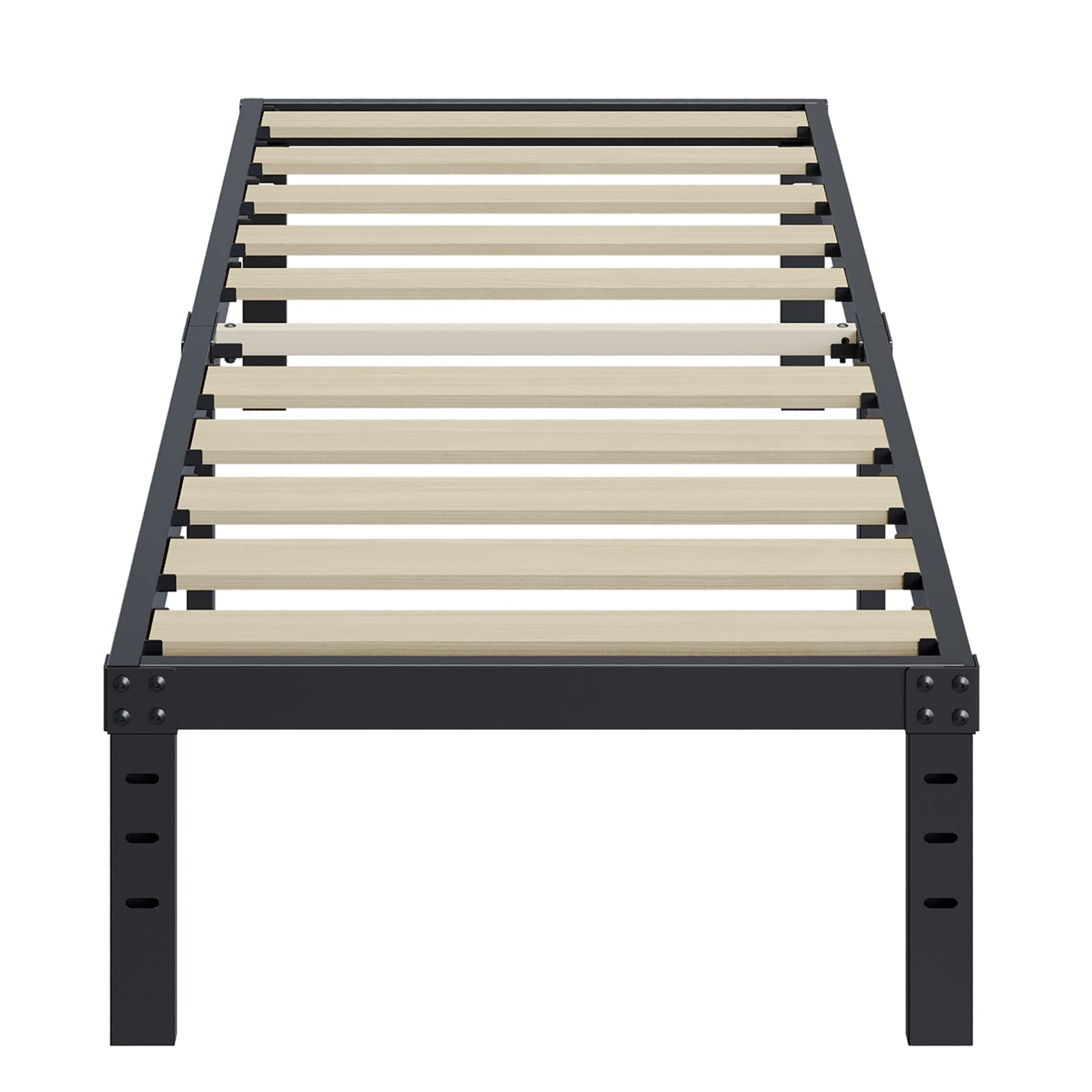 ZIYOO Twin Size Bed Frame - 16 Inch Height, 3 Inch Wide Wood Slats with 2500 lbs Support - Heavy Duty Platform Bed for Foam Mattress (No Box Spring Needed) - Easy Assembly & Noise Free - Perfect for Kids Rooms, Guest Beds & Small Apartments