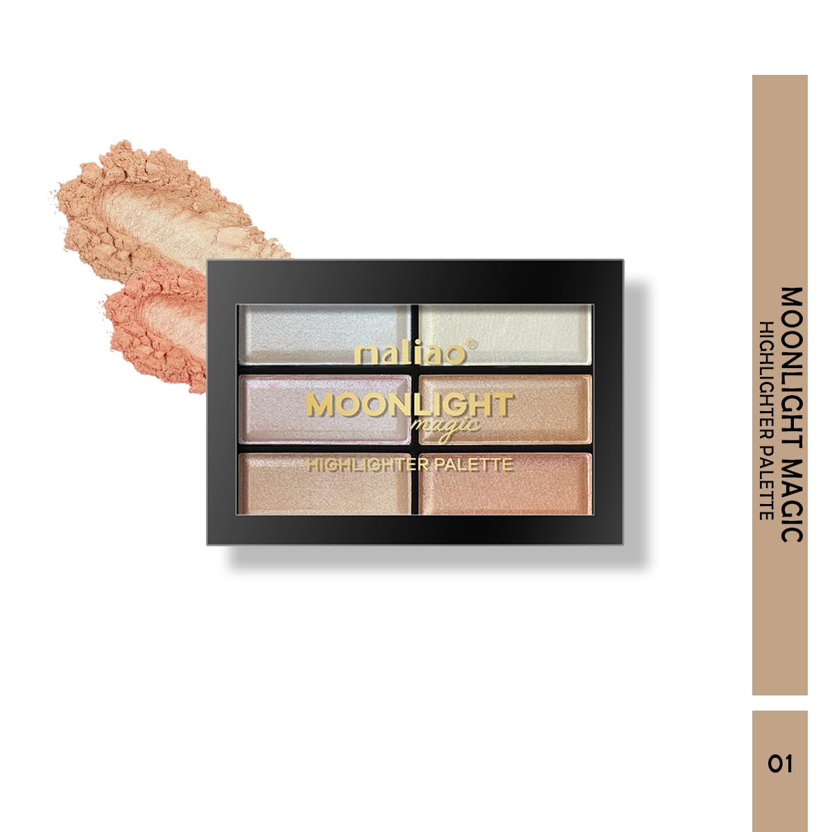 Maliao Moonlight Magic Highlighter Palette (01) - Shimmering Face Highlighter for Cheekbones & Contour | Vegan & Cruelty-Free Makeup | Perfect for Night Out, Photoshoots & Special Occasions