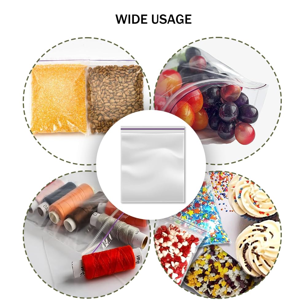 Lakesstory 100 Pack 2.4x3.1 Inch Clear Reusable Resealable Plastic Bags for Snacks, Jewelry, Crafts & Organizing - Small Zipper Storage Pouches for Travel, Office & Home Use