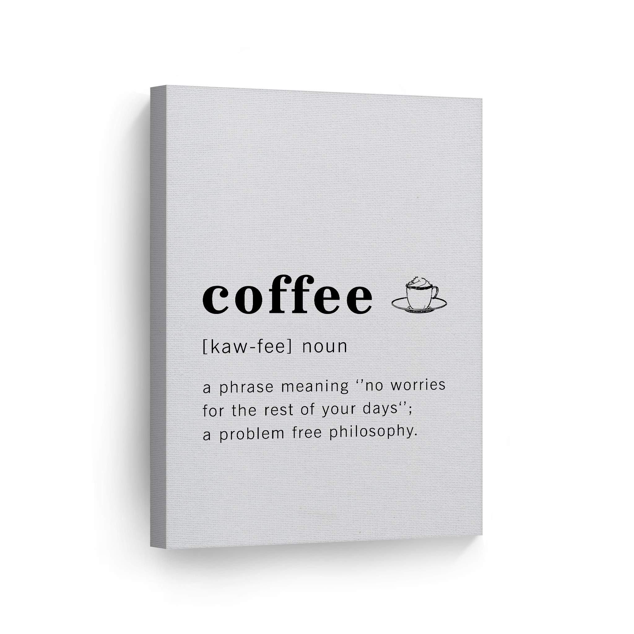 Funny Coffee Definition Canvas Print - Inspirational Quote Wall Art for Office, Living Room, Bedroom & Bathroom - Ready to Hang Home Decor (40x30 inches, Made in USA) - Perfect Gift for Coffee Lovers & Home Decoration