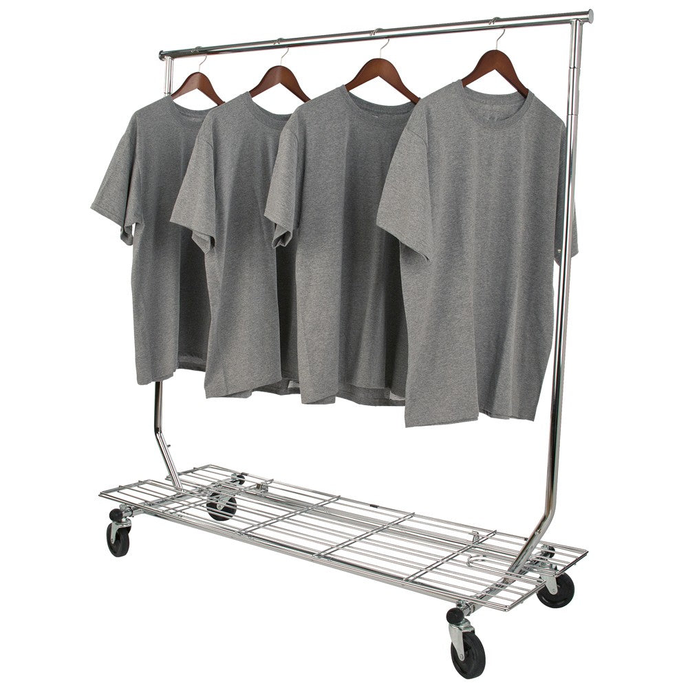 Foldable Rolling Clothes Rack with Screen - Space-Saving Storage for Bedroom, Closet & Laundry Room - Durable & Portable Garment Organizer