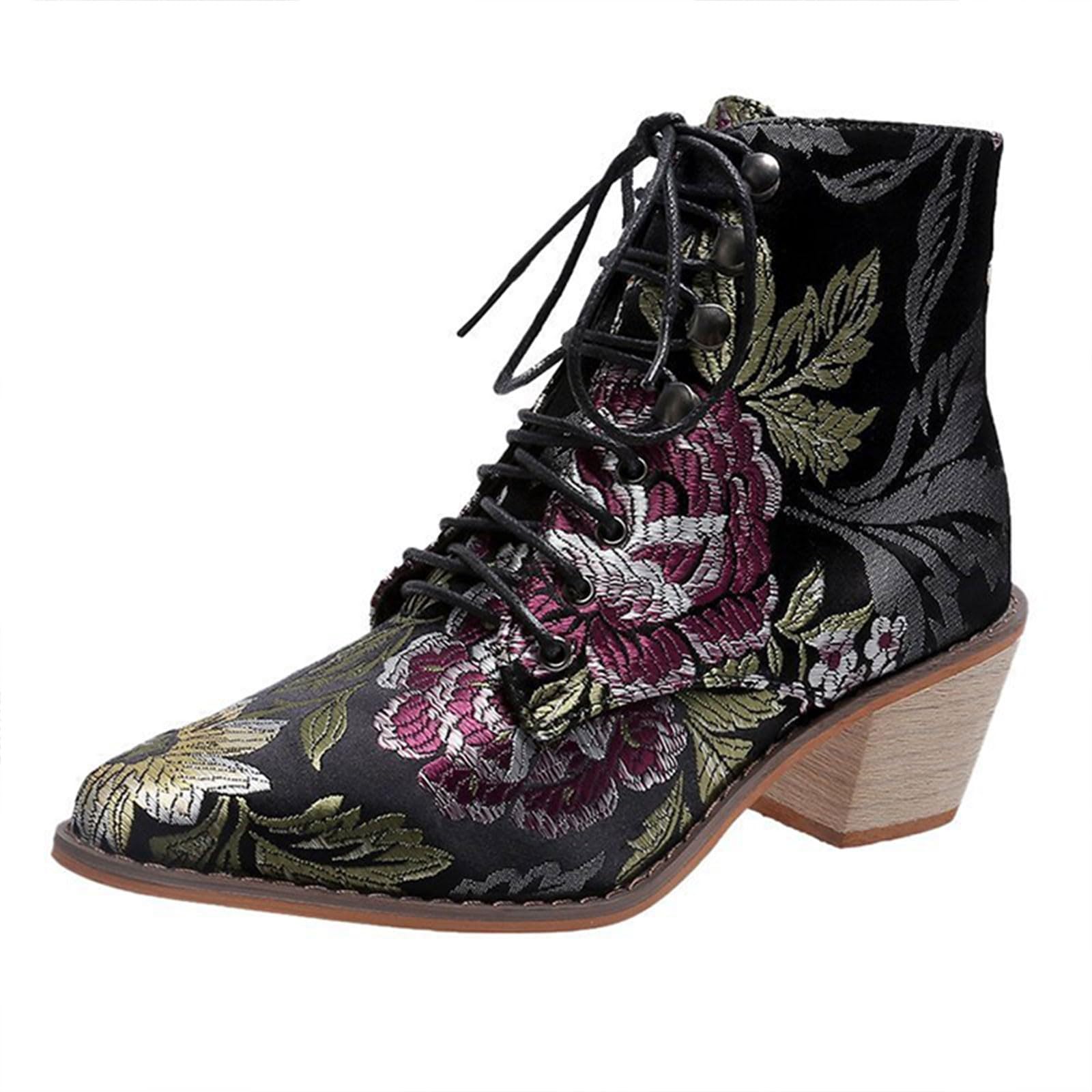 Stylish Women's Western Embroidered Cowboy Ankle Boots - Chunky Heel Dressy Booties for Casual & Country Wear - Perfect for Parties, Rodeos & Everyday Fashion