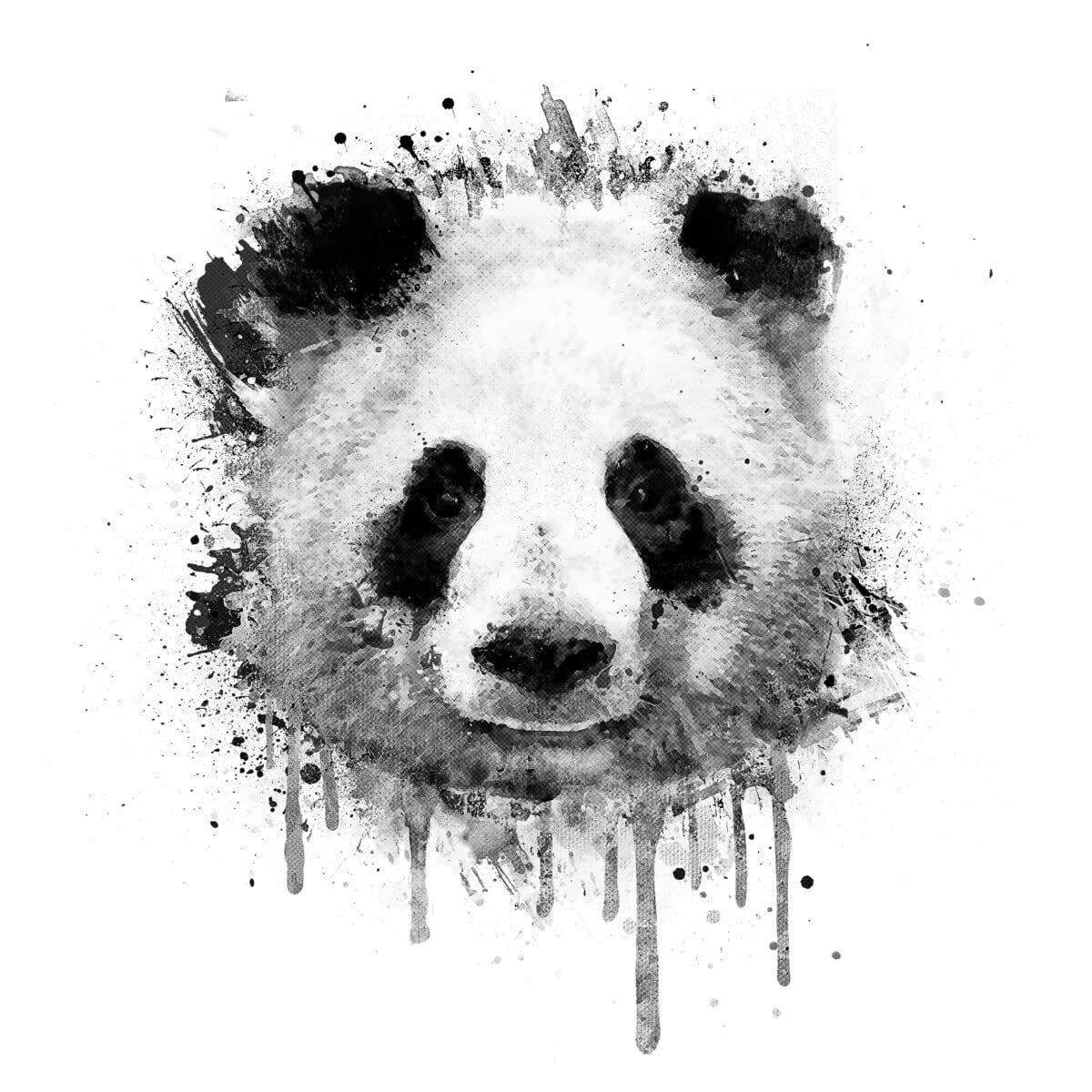 Badbugs Unisex Abstract Graffiti Watercolor Panda Hoodie - Black & White Pullover Sweatshirt for Men & Women | Streetwear Fashion, Casual Wear, Gift Idea