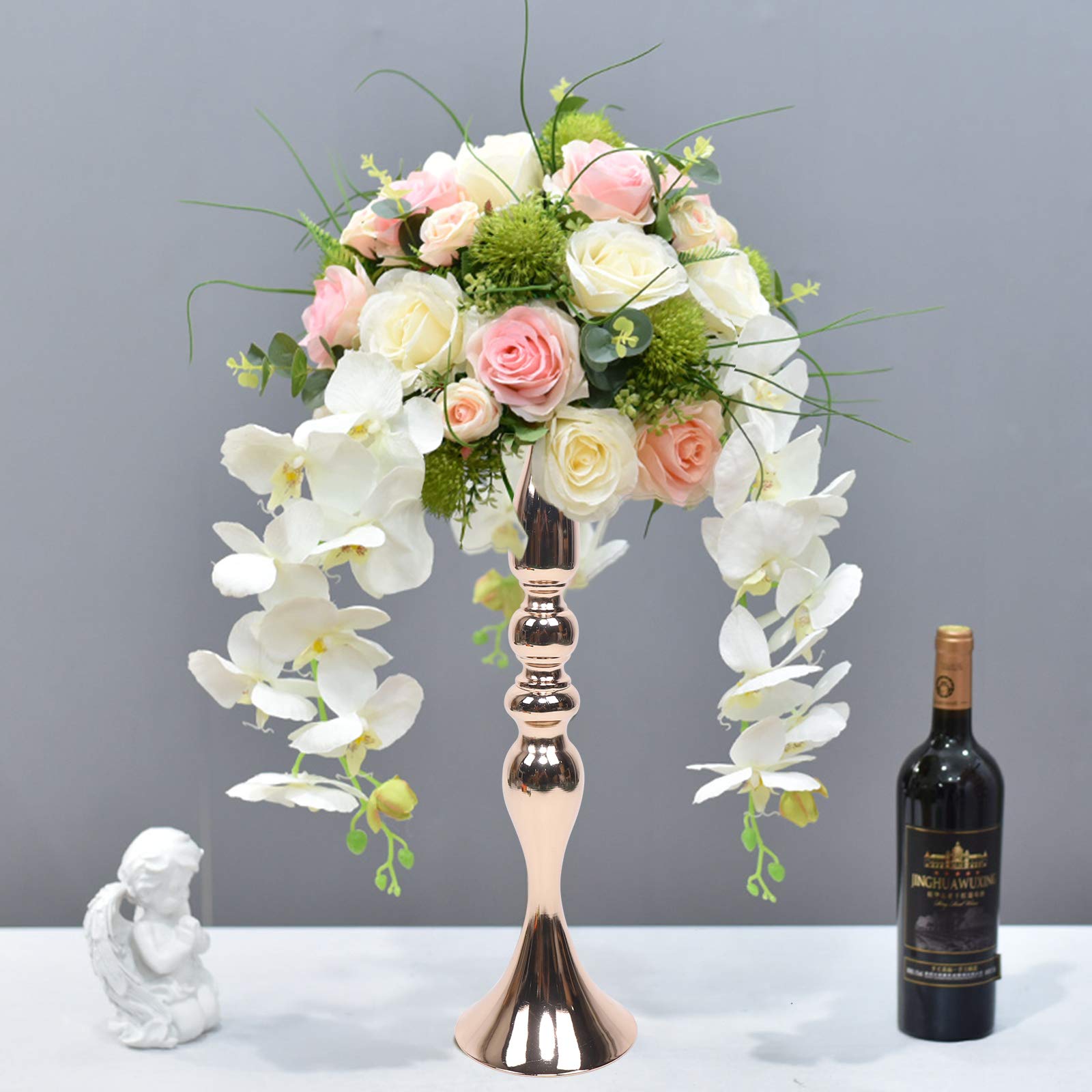10Pcs Gold Candlestick Holders 20 Inch Tall - Elegant Wedding Candle Holders, Metal Centerpiece for Wedding, Birthday, Party, Restaurant & Hotel Table Decor - Perfect for Floral Arrangements and Romantic Ambiance