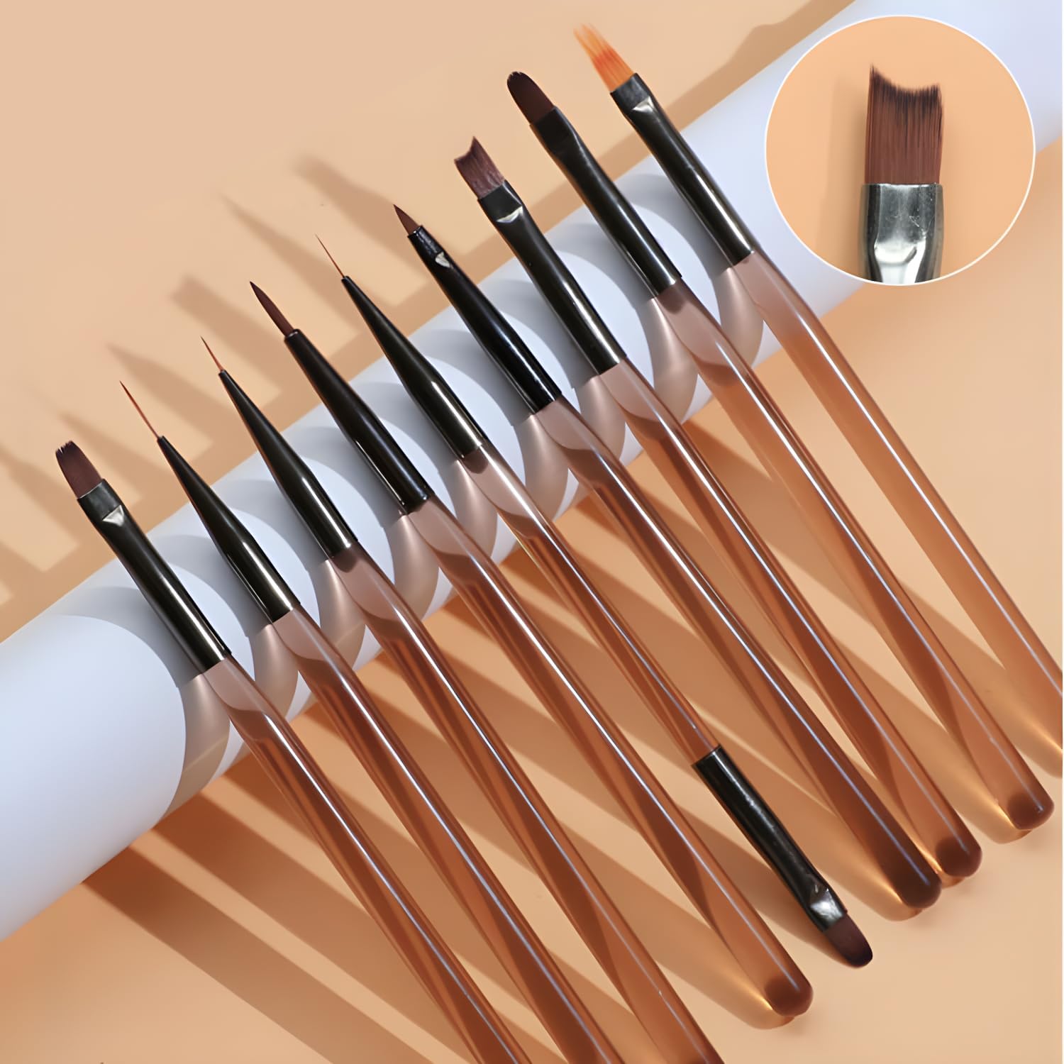 Professional 9pc Nail Art Brush Set for Gel Polish & Extensions - Home Salon & DIY Manicure